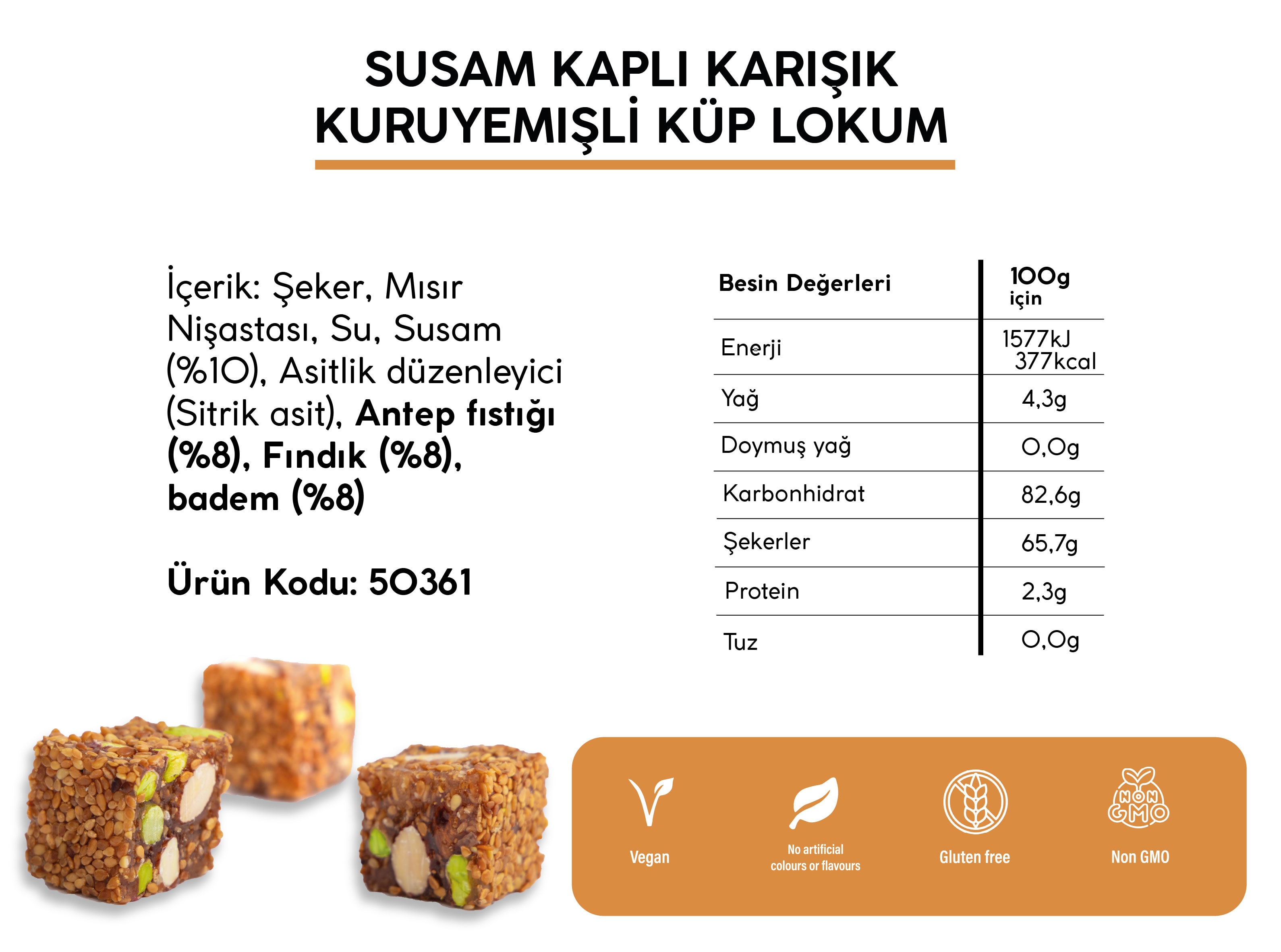 SUSAM KAPLI KARIŞIK KURUYEMIŞLİ KÜP LOKUM (5KG)