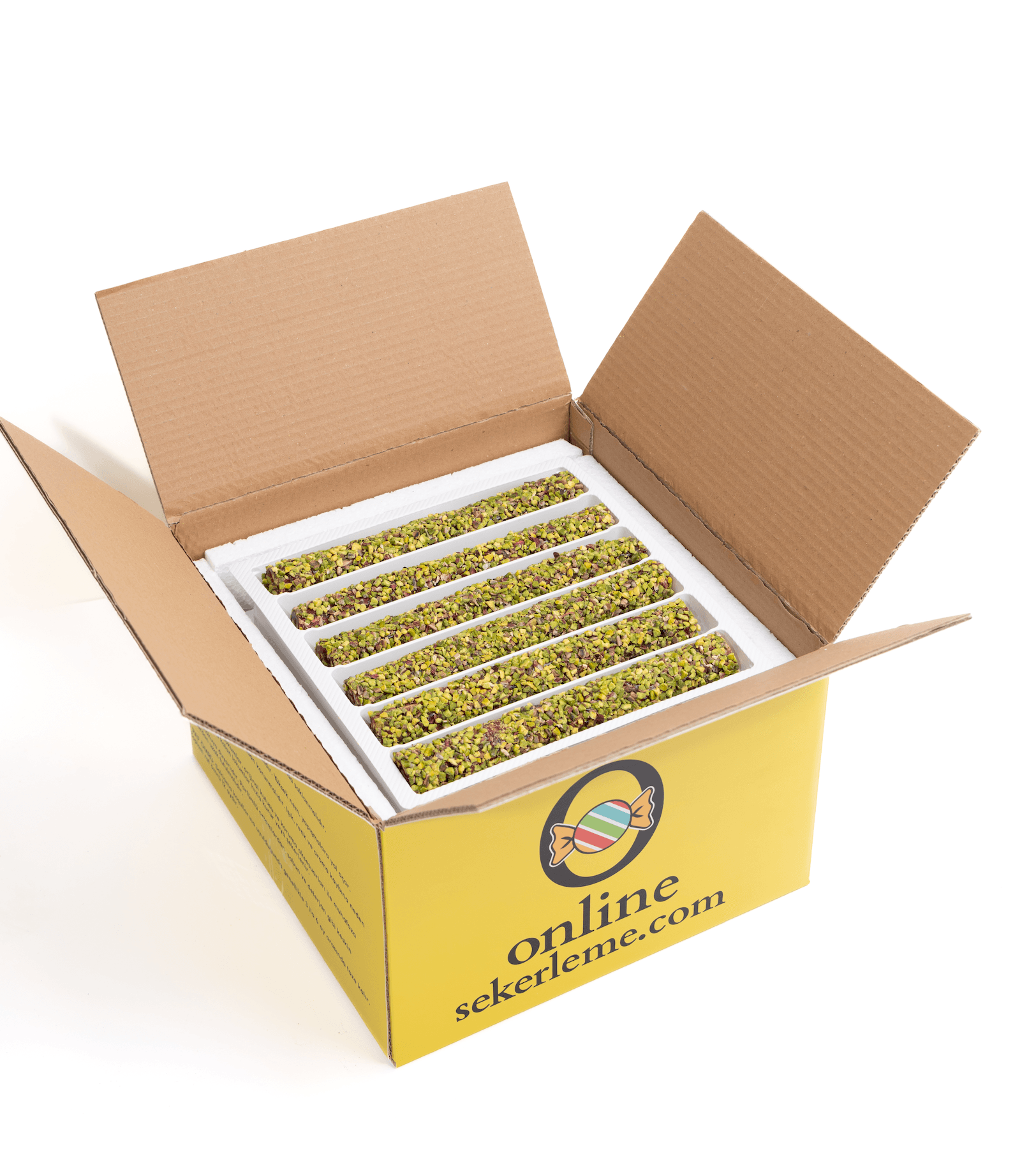 PİRİNÇ FISTIK KAPLI NARLI ANTEP FISTIKLI ŞERİT LOKUM *BATON* (5KG)