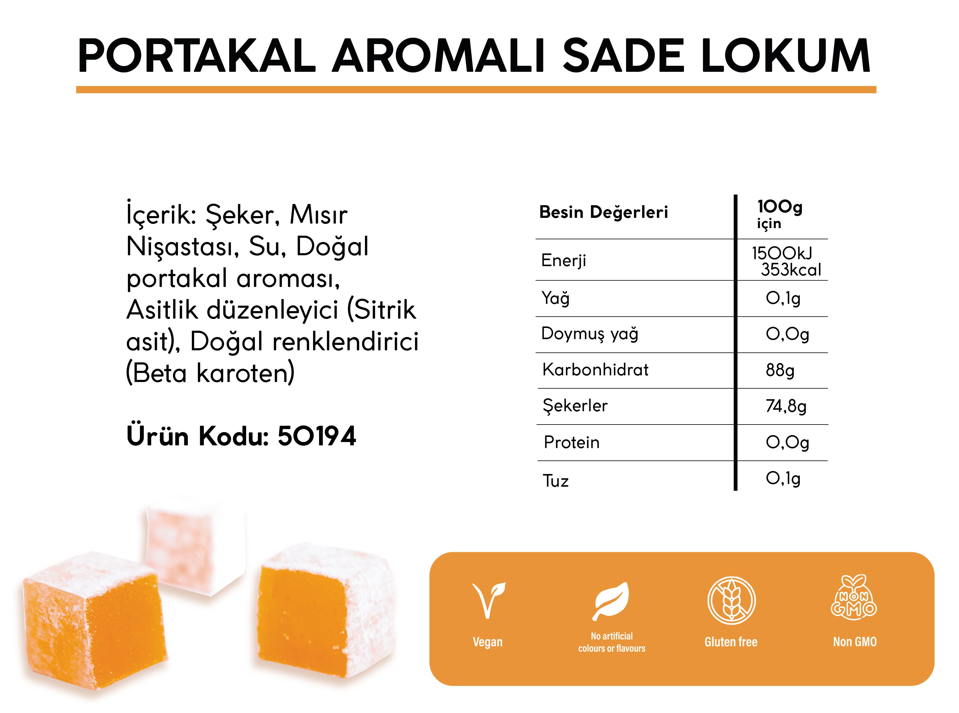 PORTAKAL AROMALI SADE LOKUM (5KG)