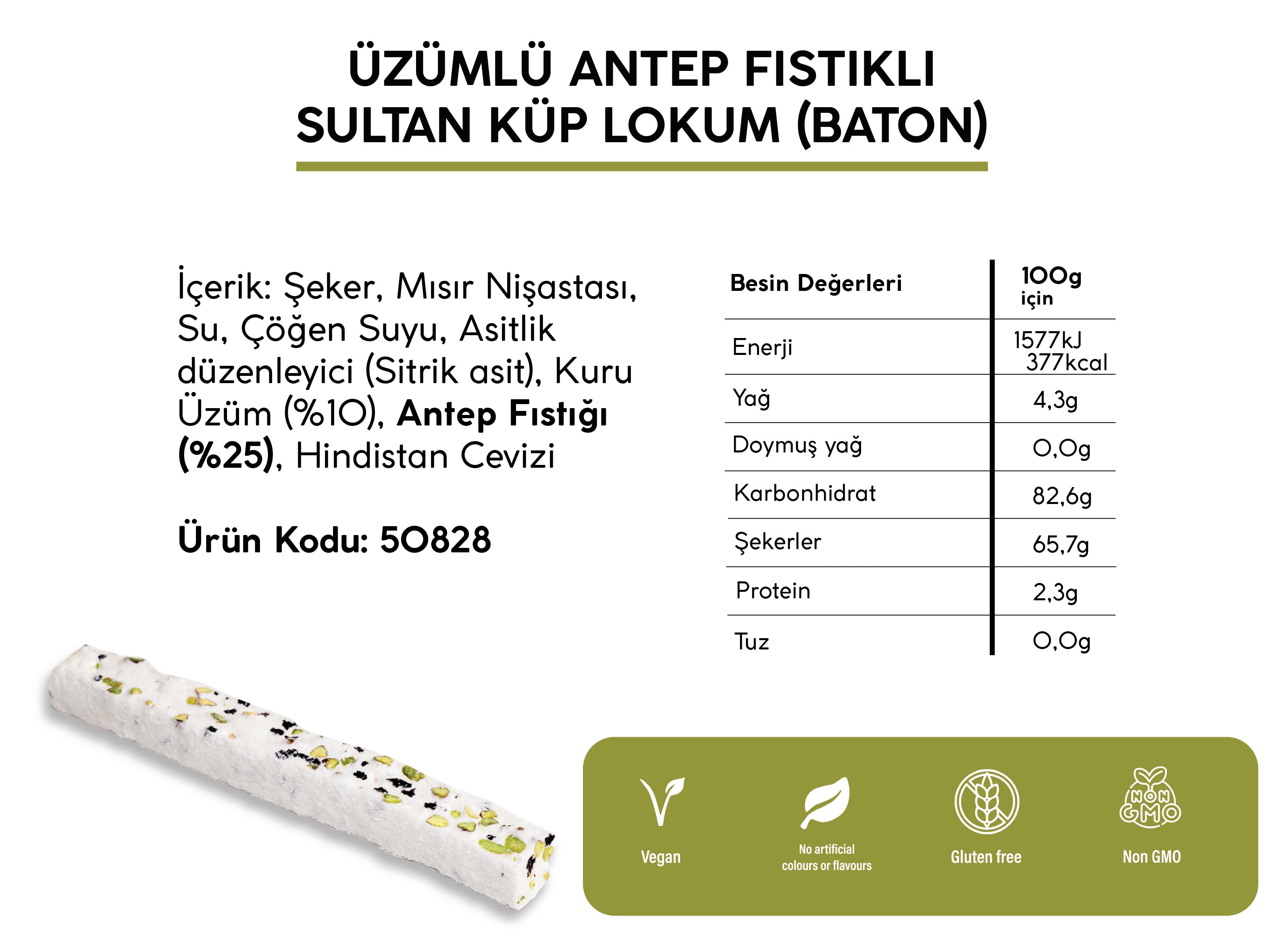 ÜZÜMLÜ ANTEP FISTIKLI SULTAN LOKUM *BATON* (5KG)