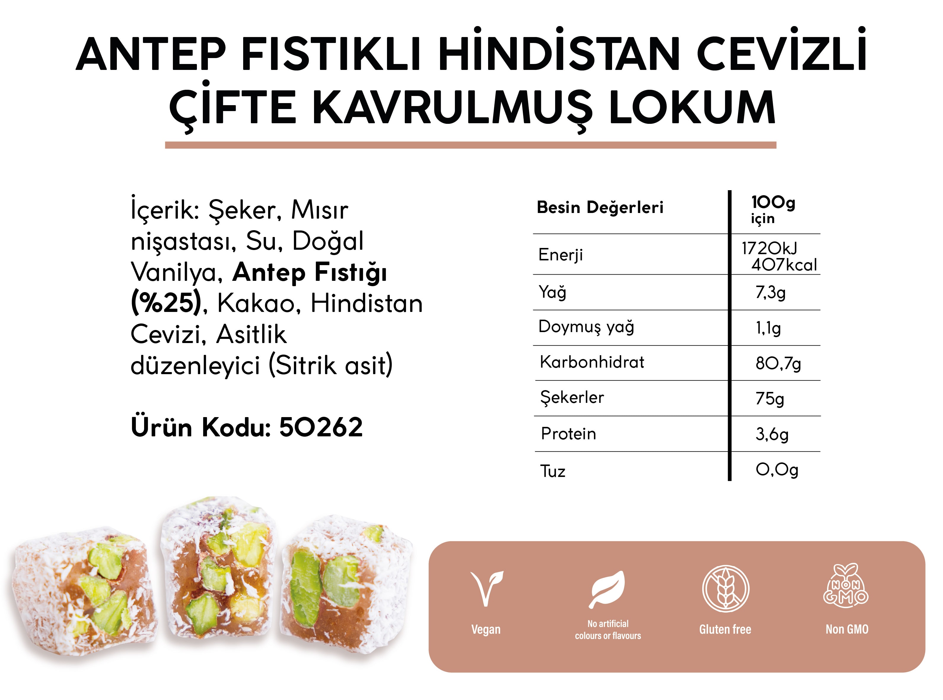 ANTEP FISTIKLI HINDISTAN CEVIZLI ÇİFTE KAVRULMUŞ LOKUM (6KG)
