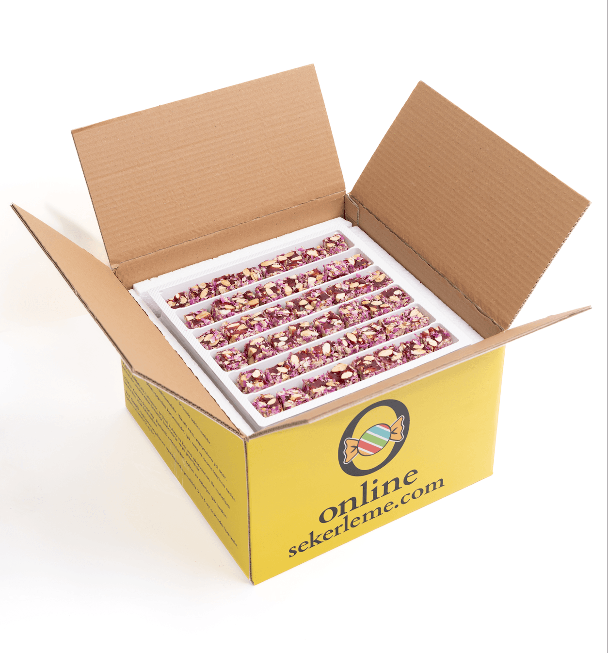 GÜL YAPRAKLI NARLI BADEMLİ ŞERİT LOKUM (5KG)