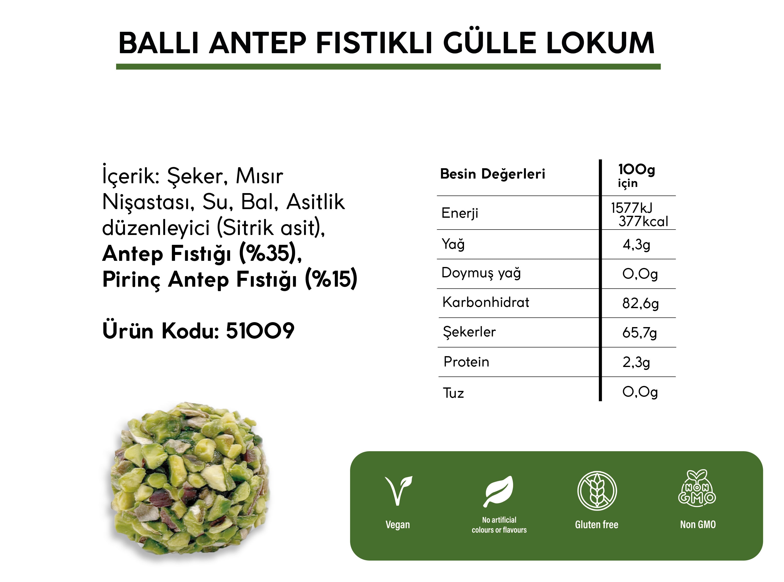 BALLI ANTEP FISTIKLI GÜLLE LOKUM (2.5KG)