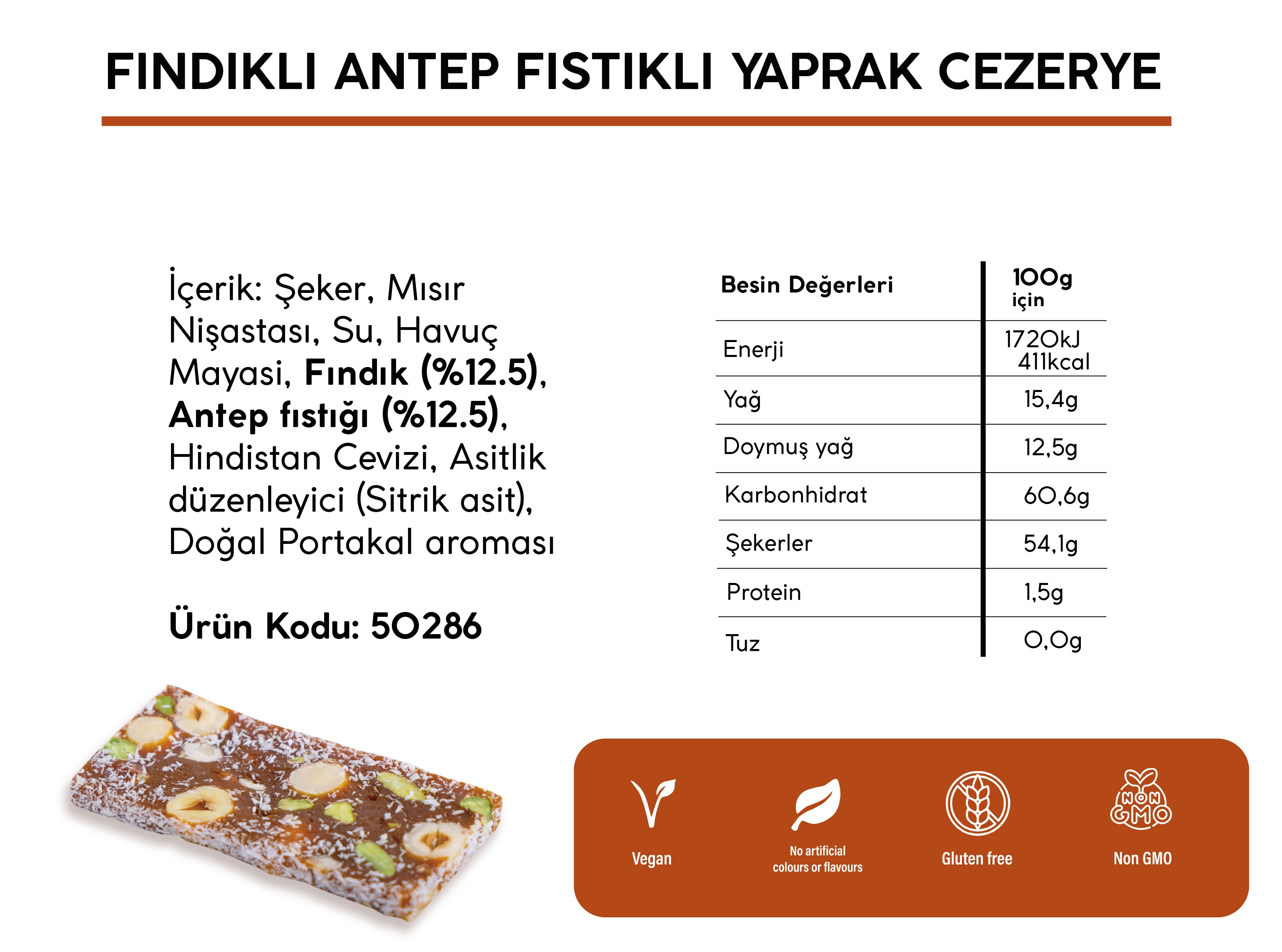 FINDIKLI ANTEP FISTIKLI YAPRAK CEZERYE (5KG)