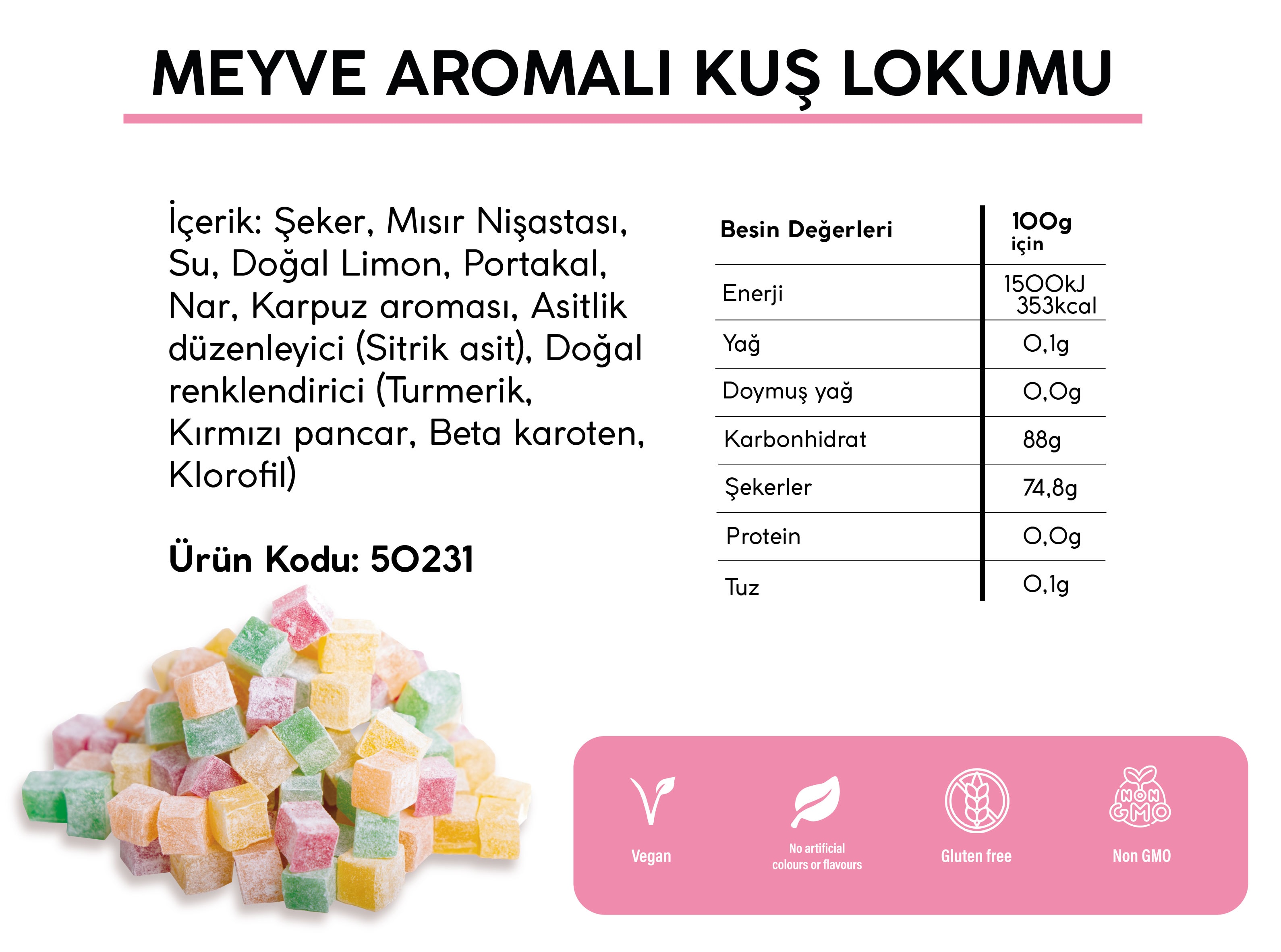 MEYVE AROMALI KUŞ LOKUMU (5KG)