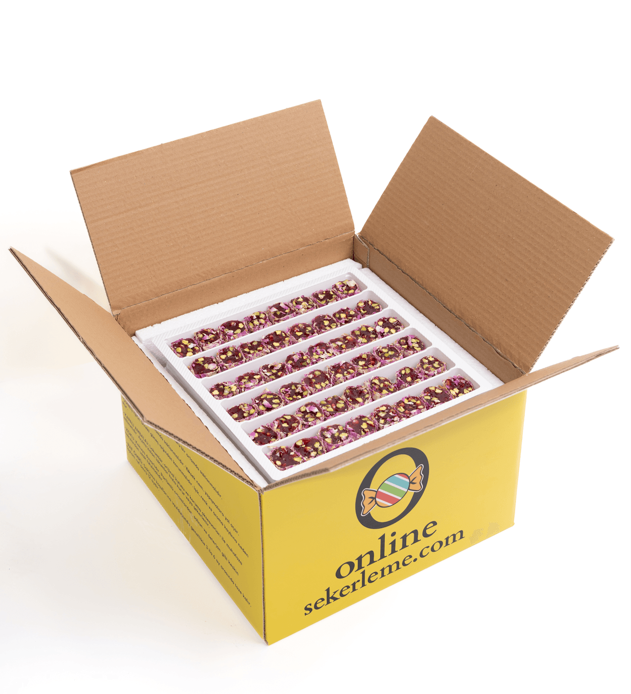 GÜL YAPRAKLI NARLI ANTEP FISTIKLI ŞERİT LOKUM (5KG)
