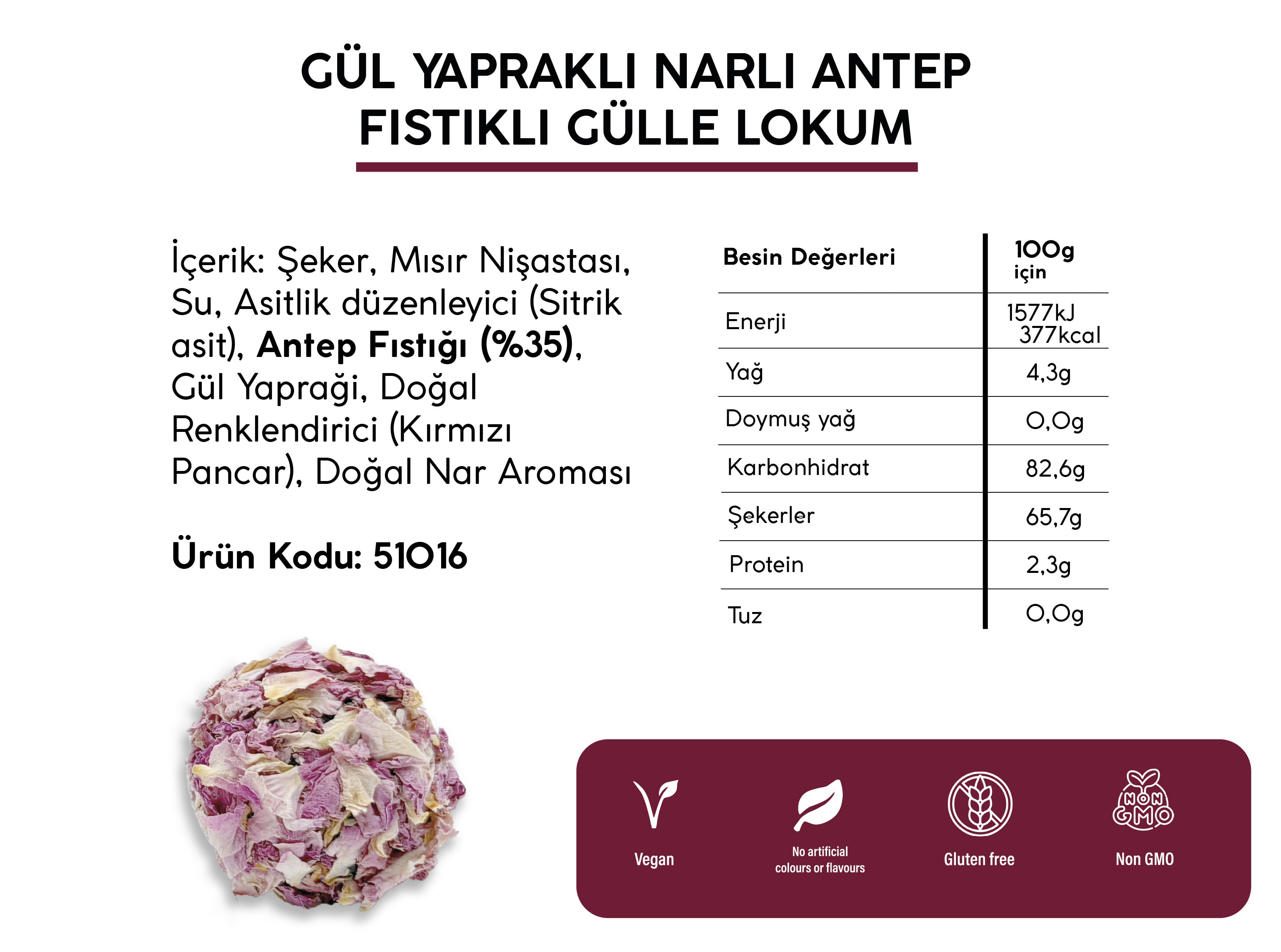 GÜL NARLI ANTEP FISTIKLI GÜLLE LOKUM (2.5KG)