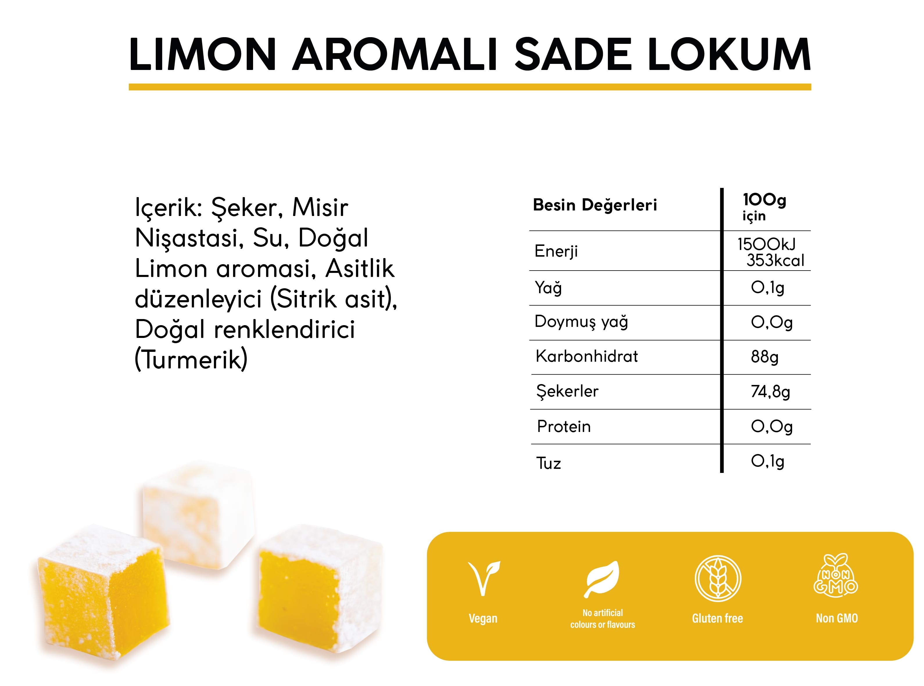 LİMON AROMALI SADE LOKUM (5KG)