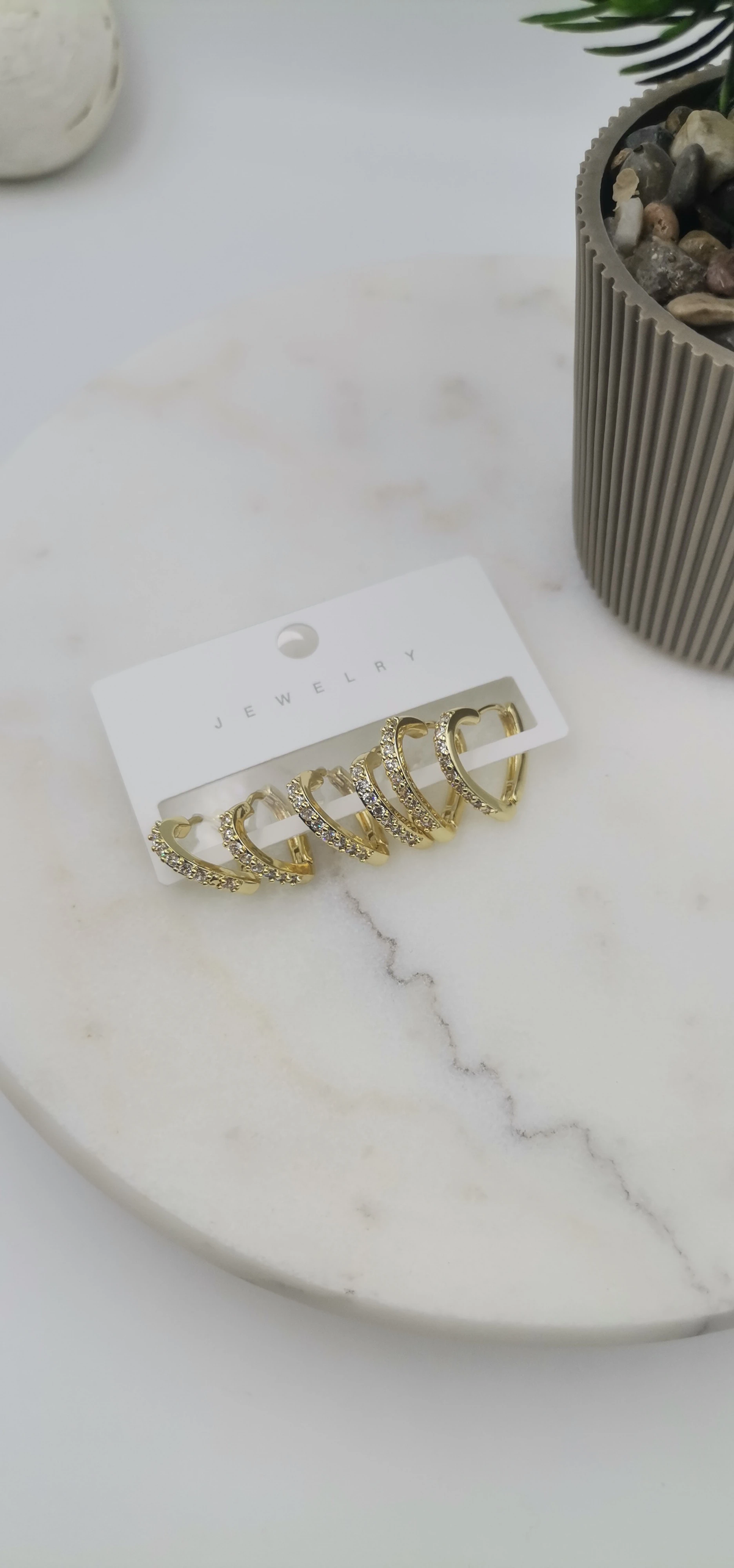 ZİRKON TAŞLI ÇOKLU GOLD KÜPE