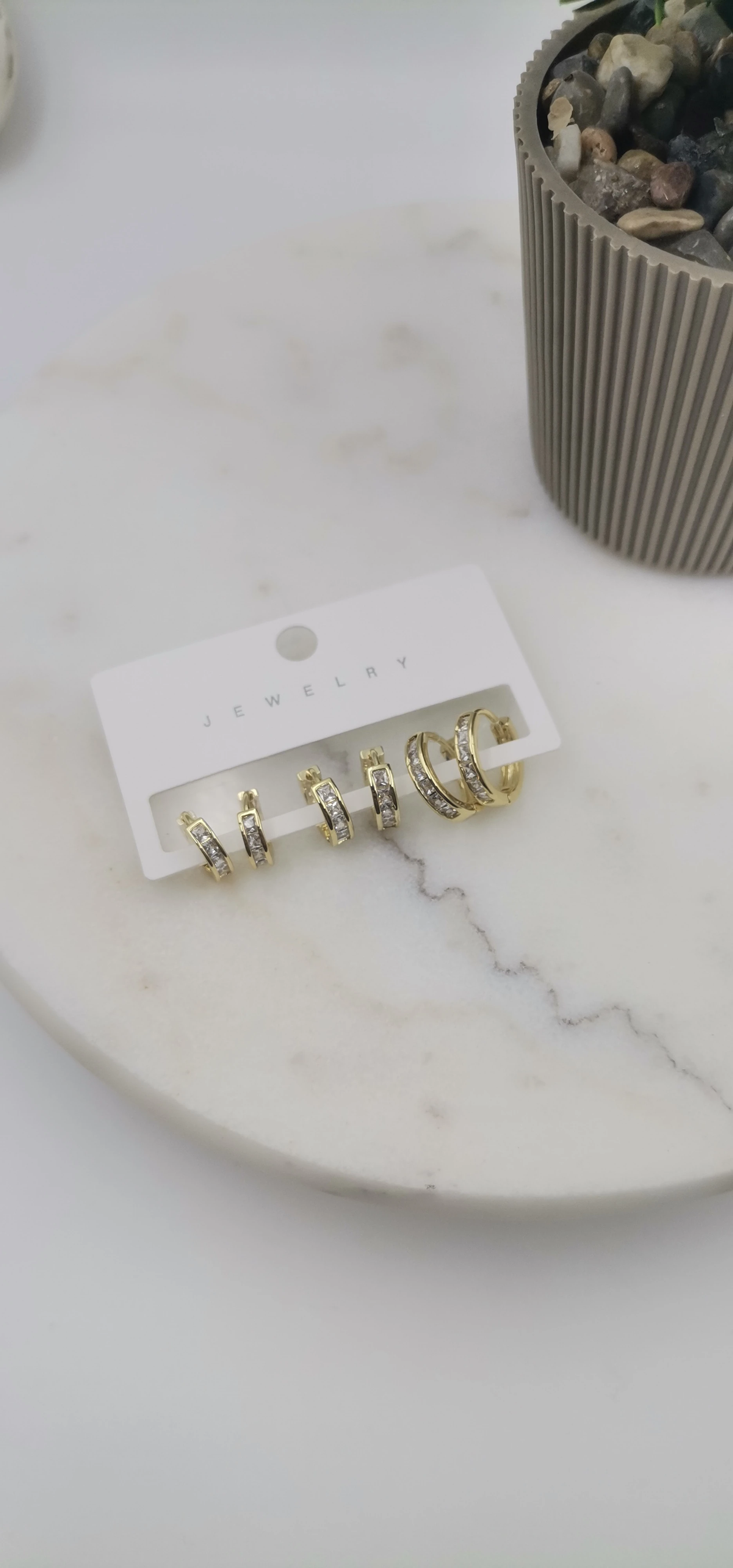 ZİRKON TAŞLI ÇOKLU GOLD KÜPE