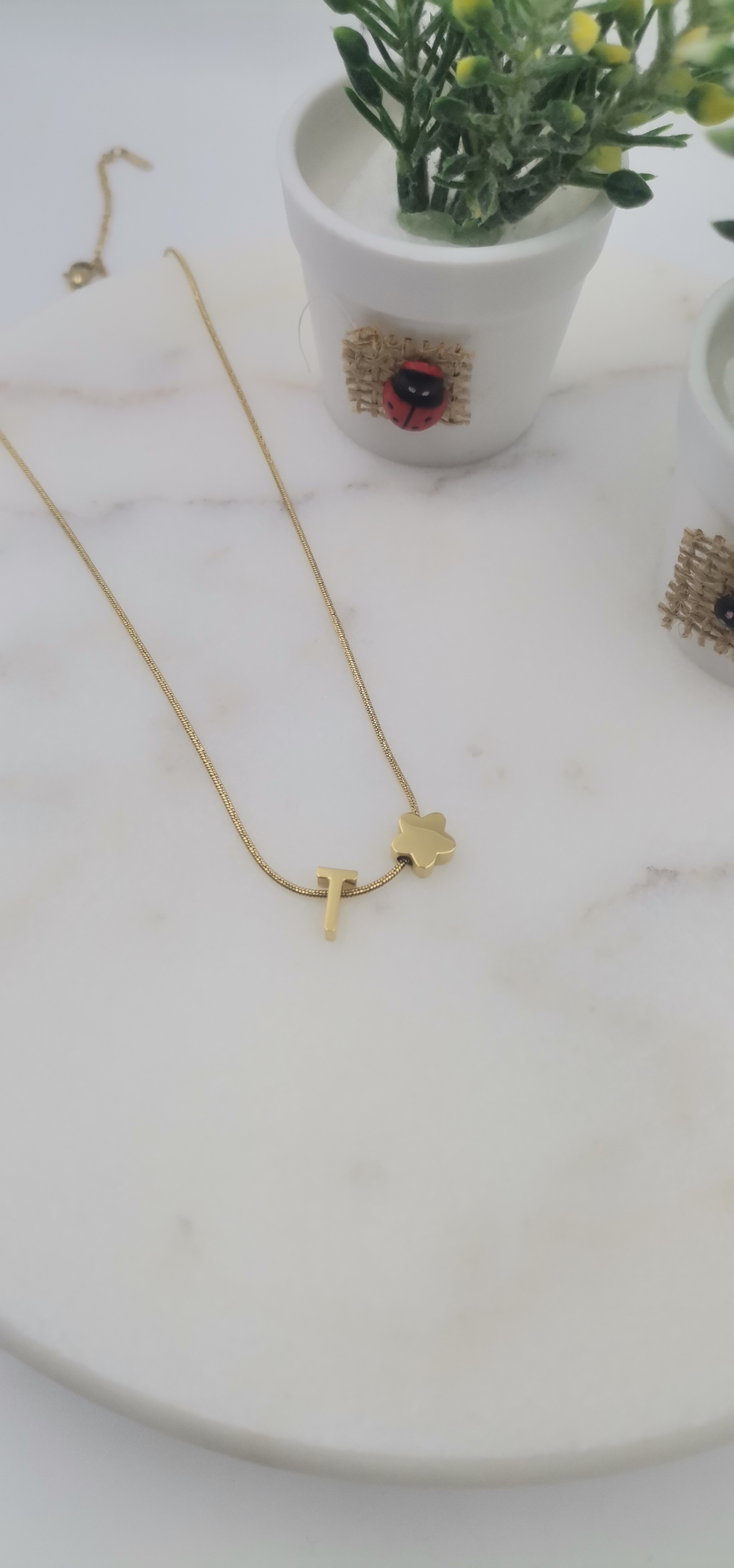 ÇELİK GOLD T HARF KOLYE