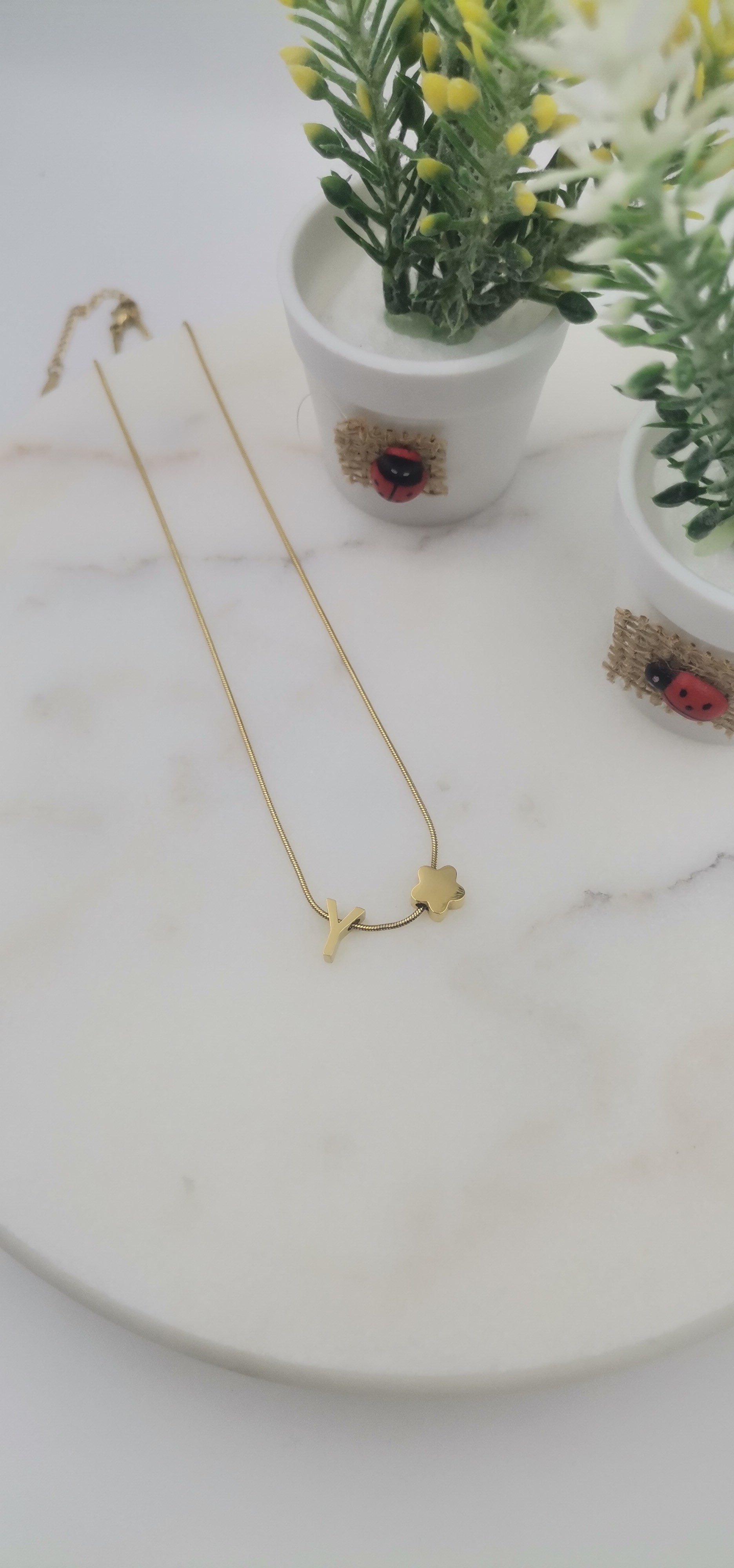 ÇELİK GOLD Y HARF KOLYE
