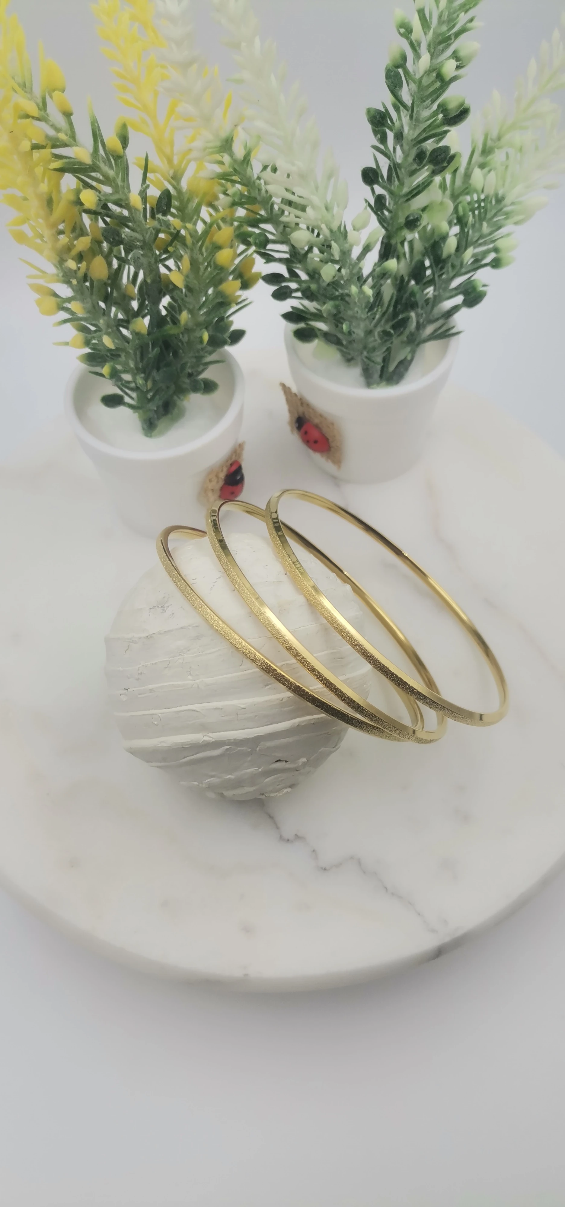 ÇELİK SİMLİ GOLD 3lü AJDA BİLEZİK 6,8 CM