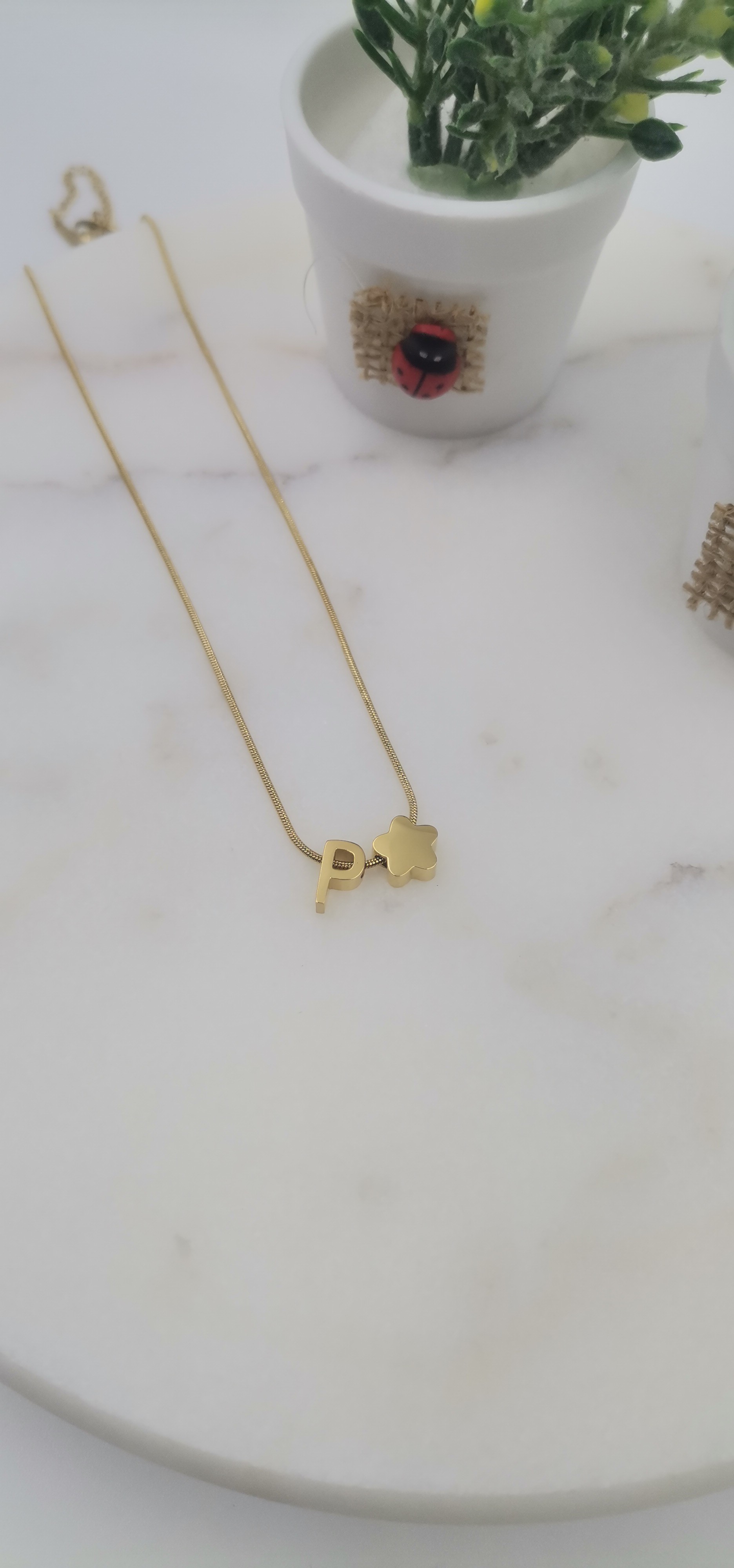 ÇELİK GOLD P HARF KOLYE