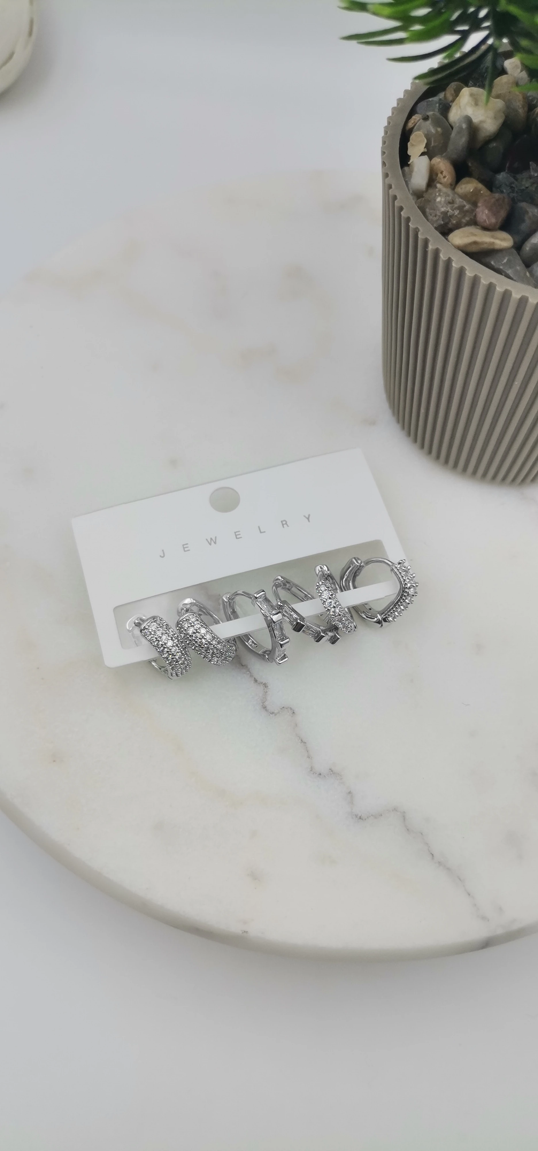 ZİRKON TAŞLI ÇOKLU SİLVER KÜPE