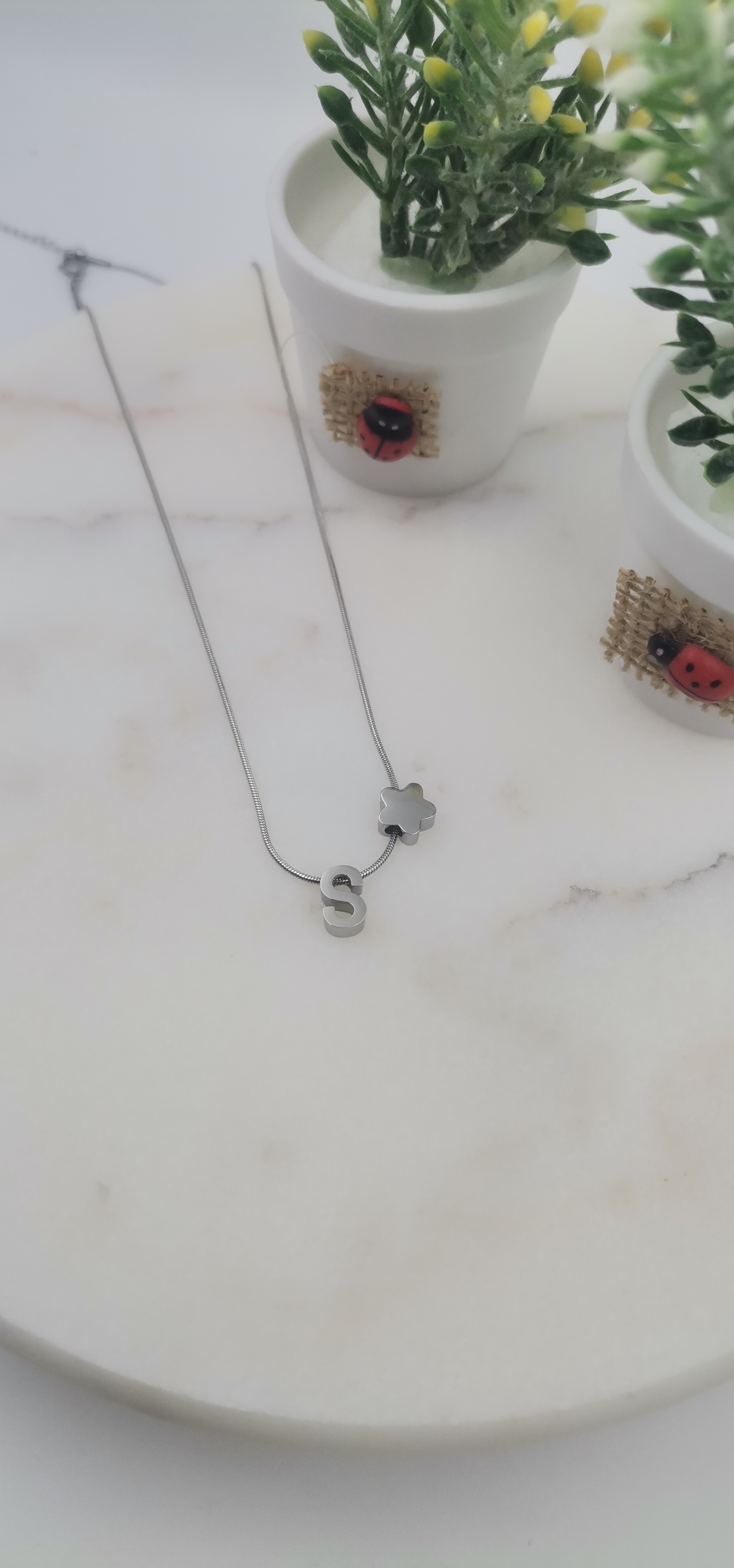 ÇELİK SİLVER S HARF KOLYE