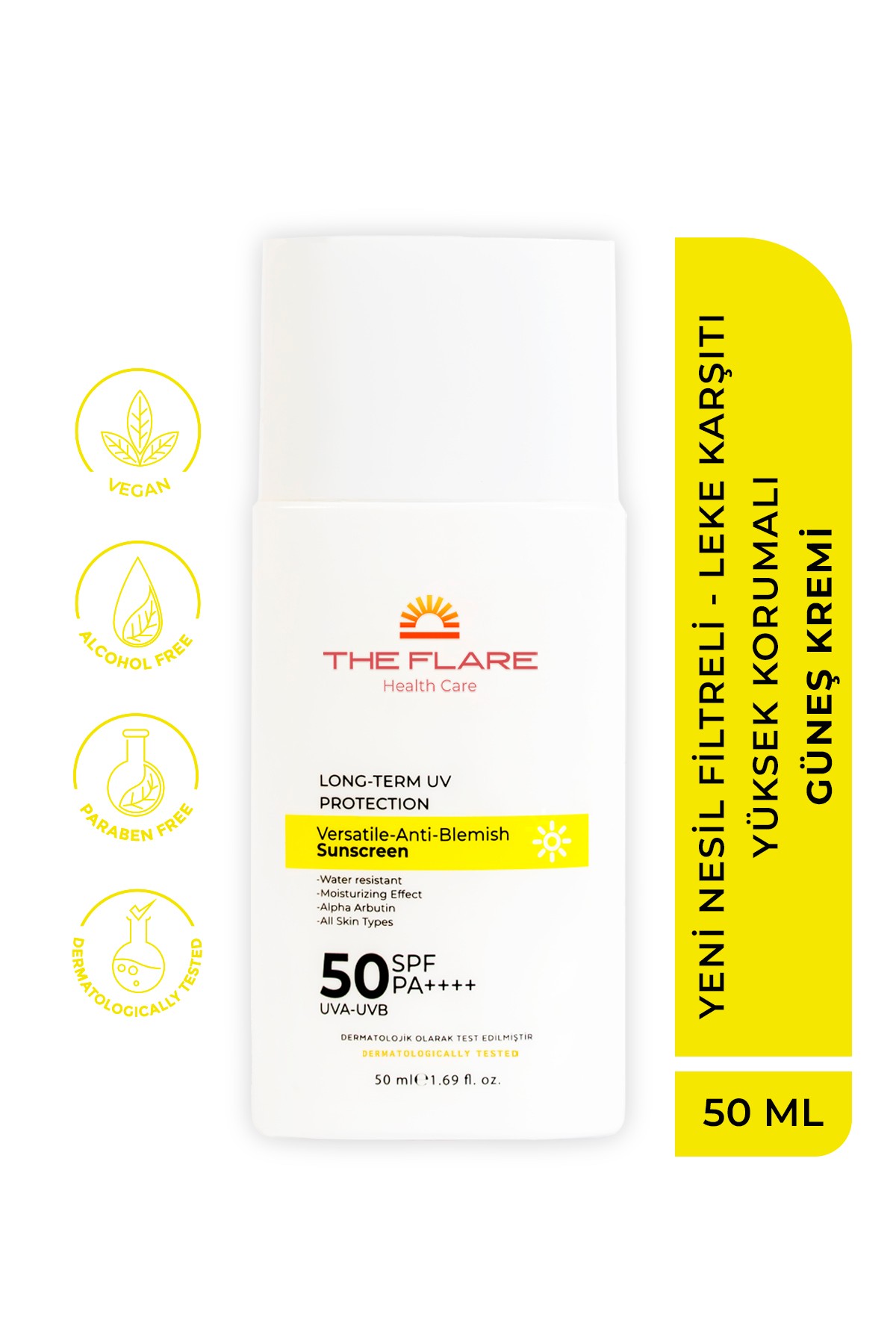 Yeni Nesil Filtreli - Leke Karşıtı Yüksek Korumalı 50 Spf+ Yüz Güneş Kremi  Tüm Ciltler İçin  50 ml