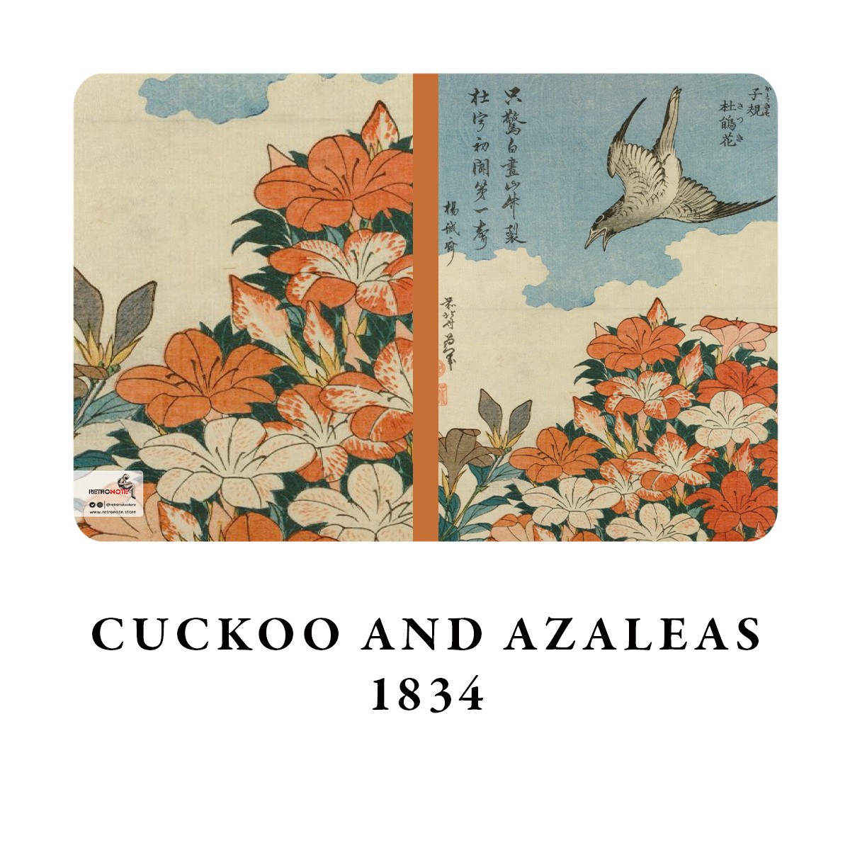 Cuckoo and Azaleas / Hokusai, 1834 / A4 Defter -6