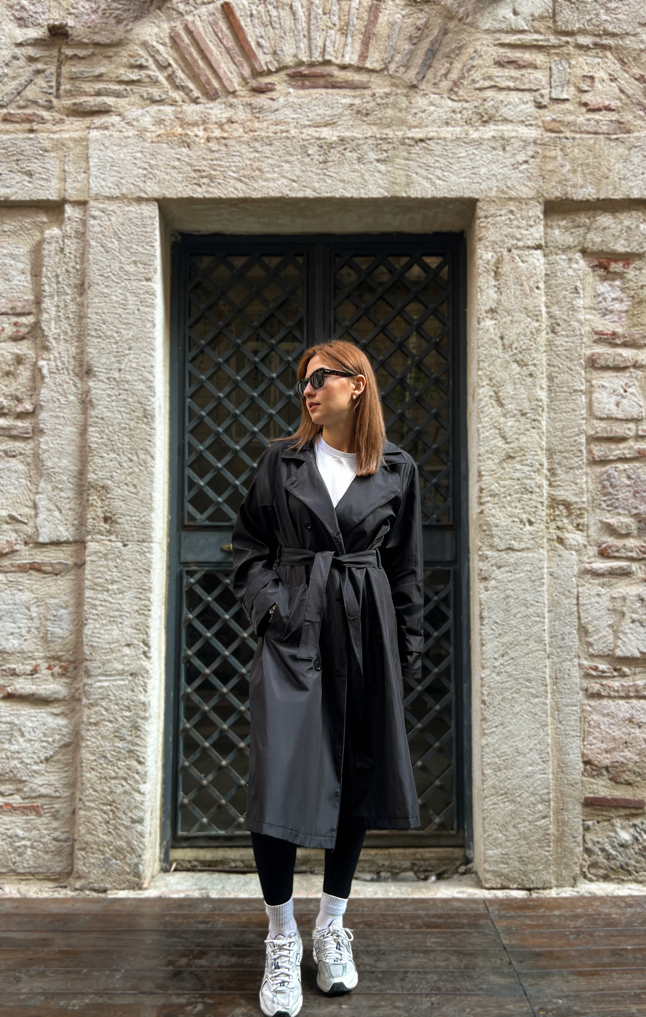 Lune Grise Kadın Uzun Şık Belden Bağlamalı Rahat Trençkot