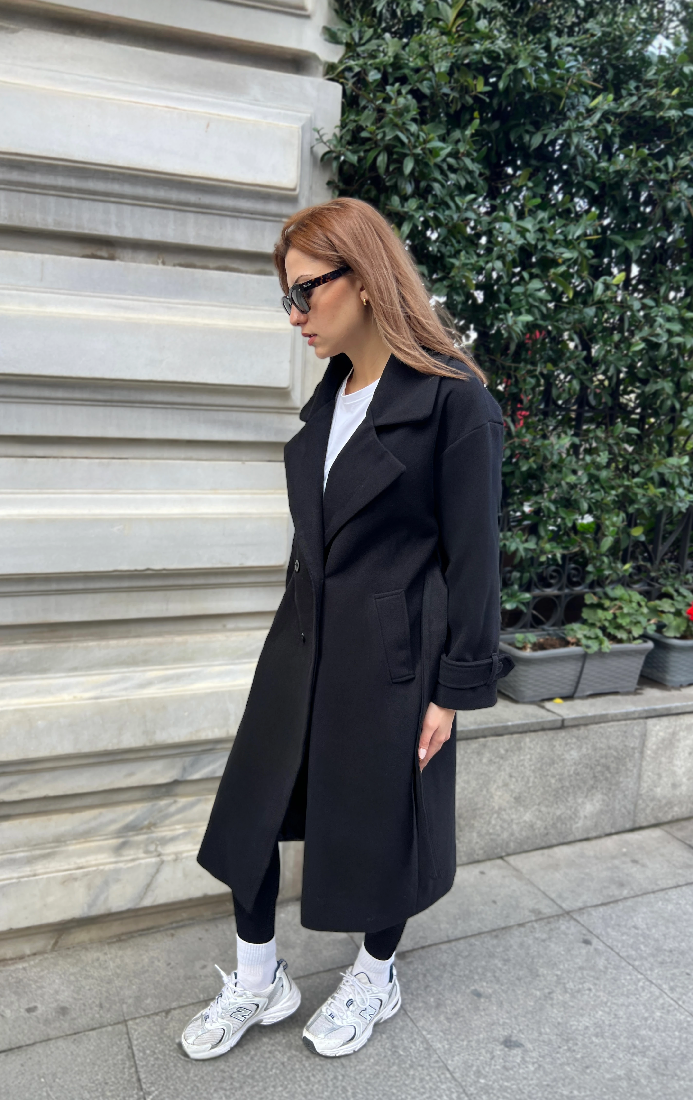 Nuit Noire Kemer Detaylı Uzun Kollu Düğmeli Kışlık Kaban