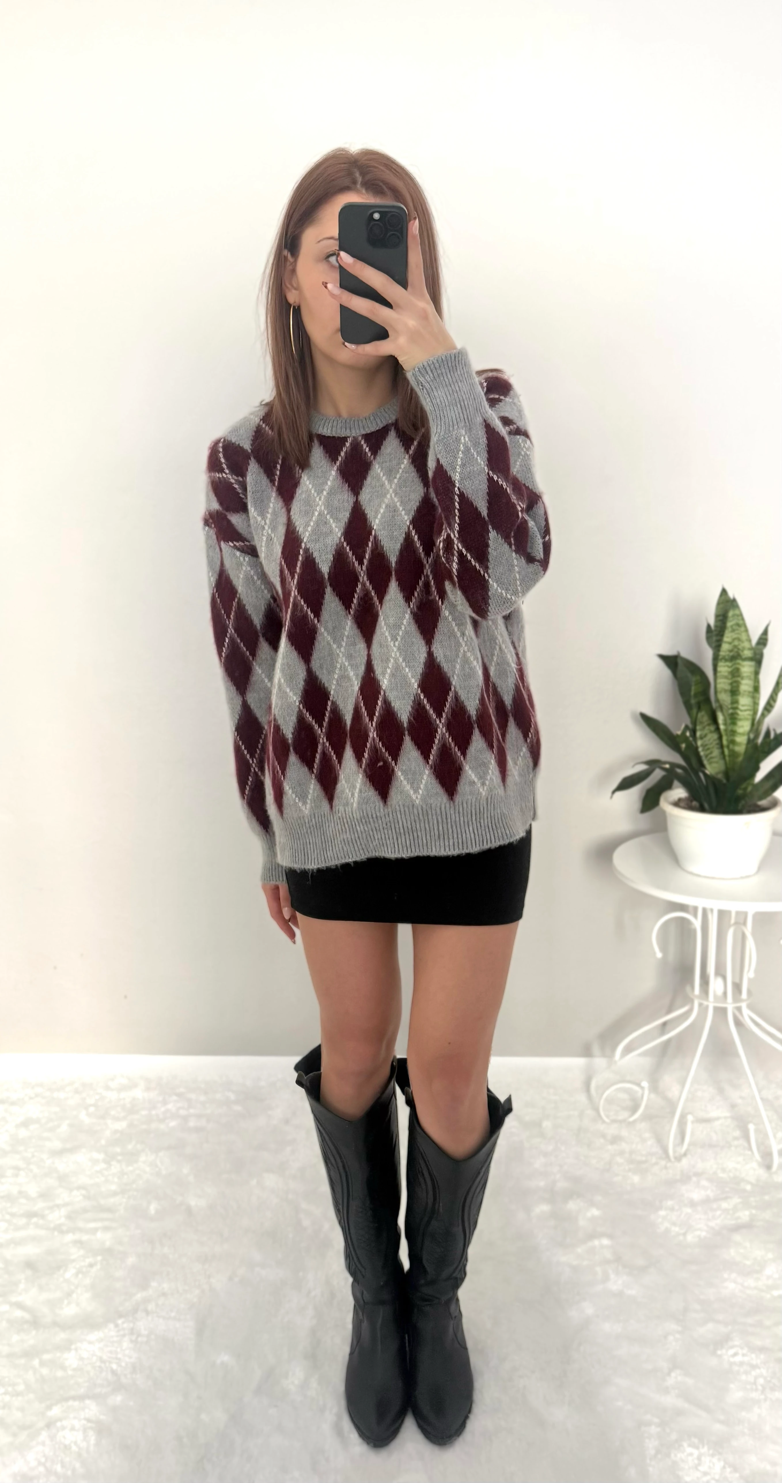 Douceur Yumuşak Dokulu Baklava Desenli Kazak