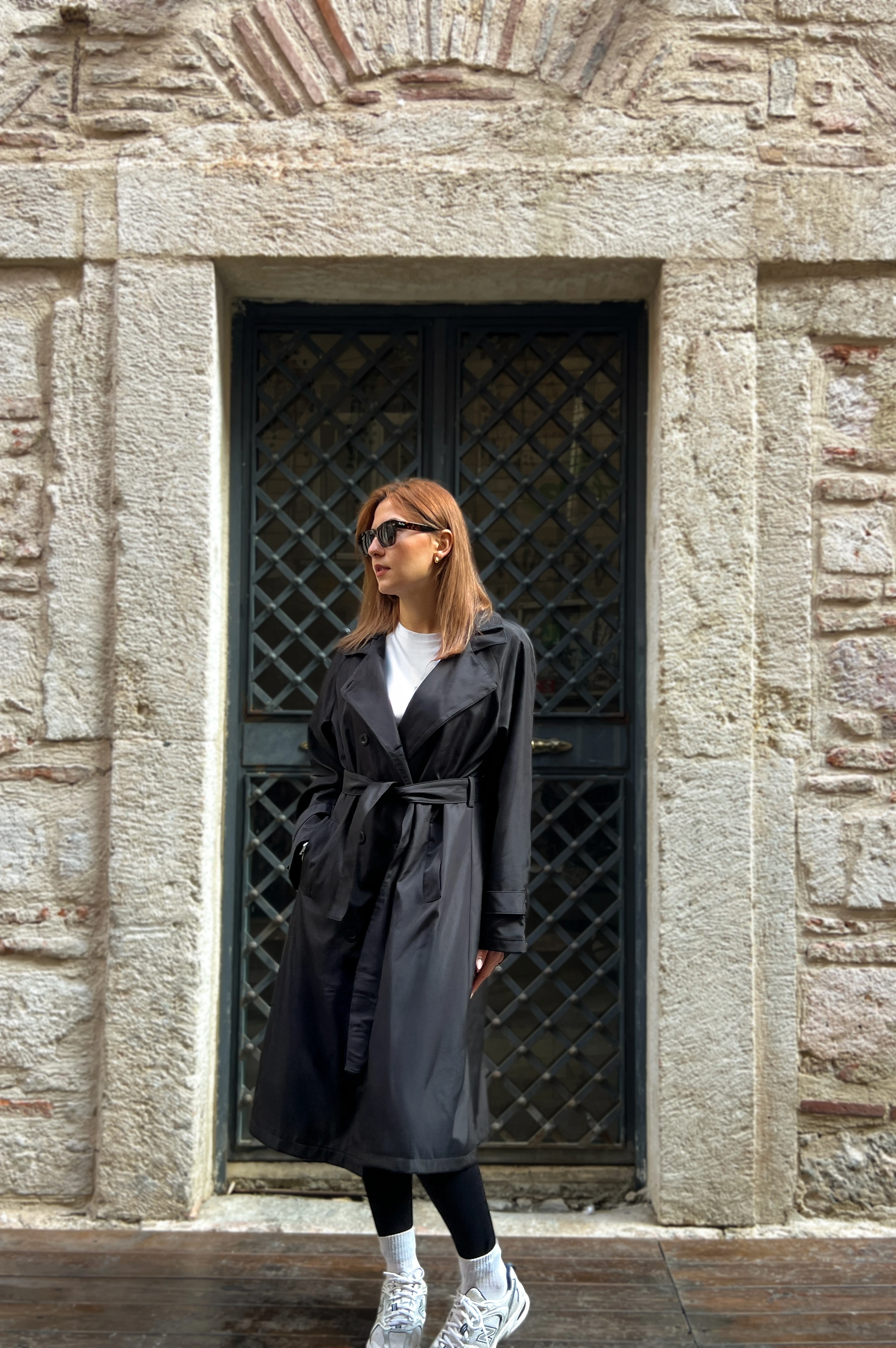 Lune Grise Kadın Uzun Şık Belden Bağlamalı Rahat Trençkot