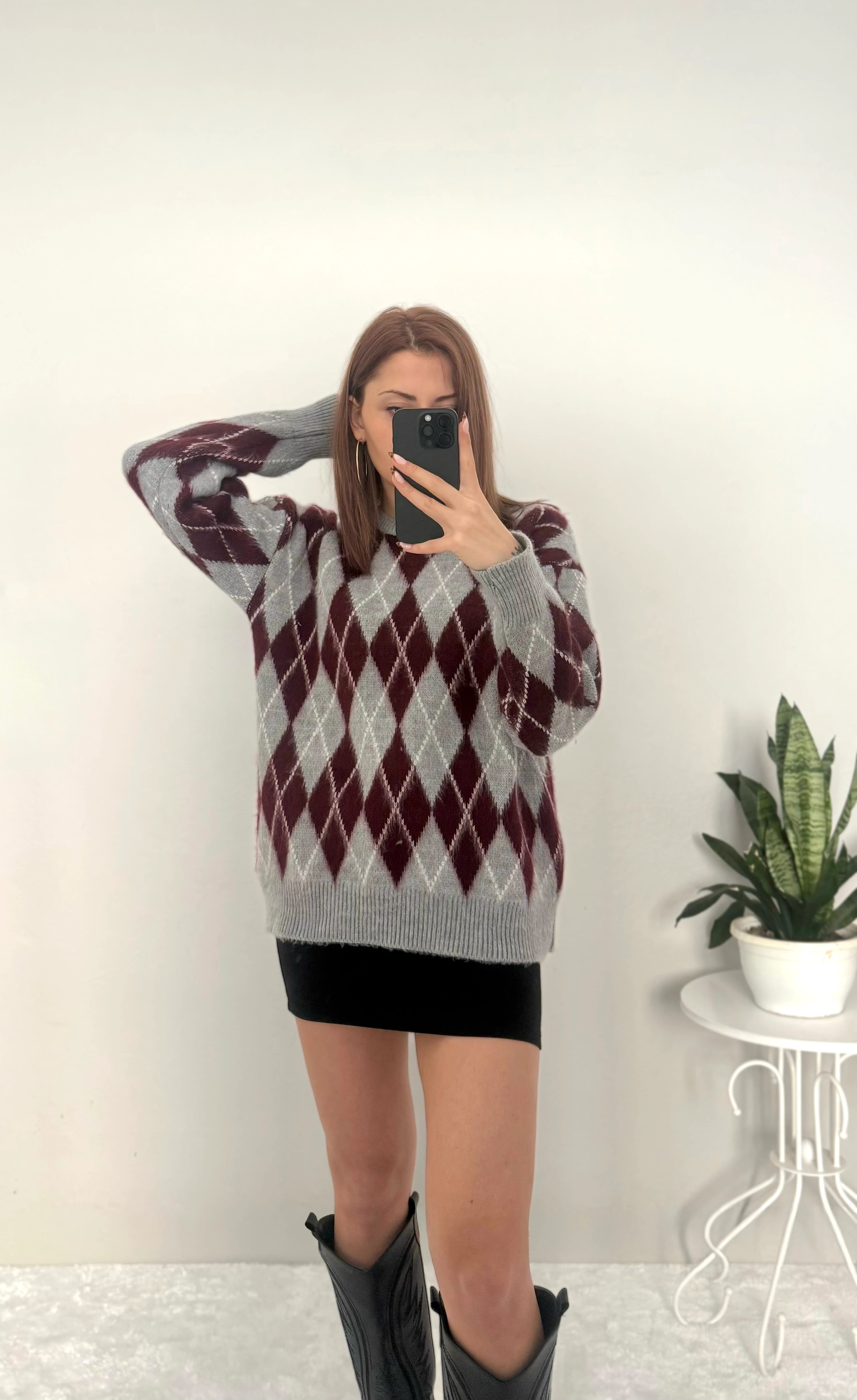 Douceur Yumuşak Dokulu Baklava Desenli Kazak