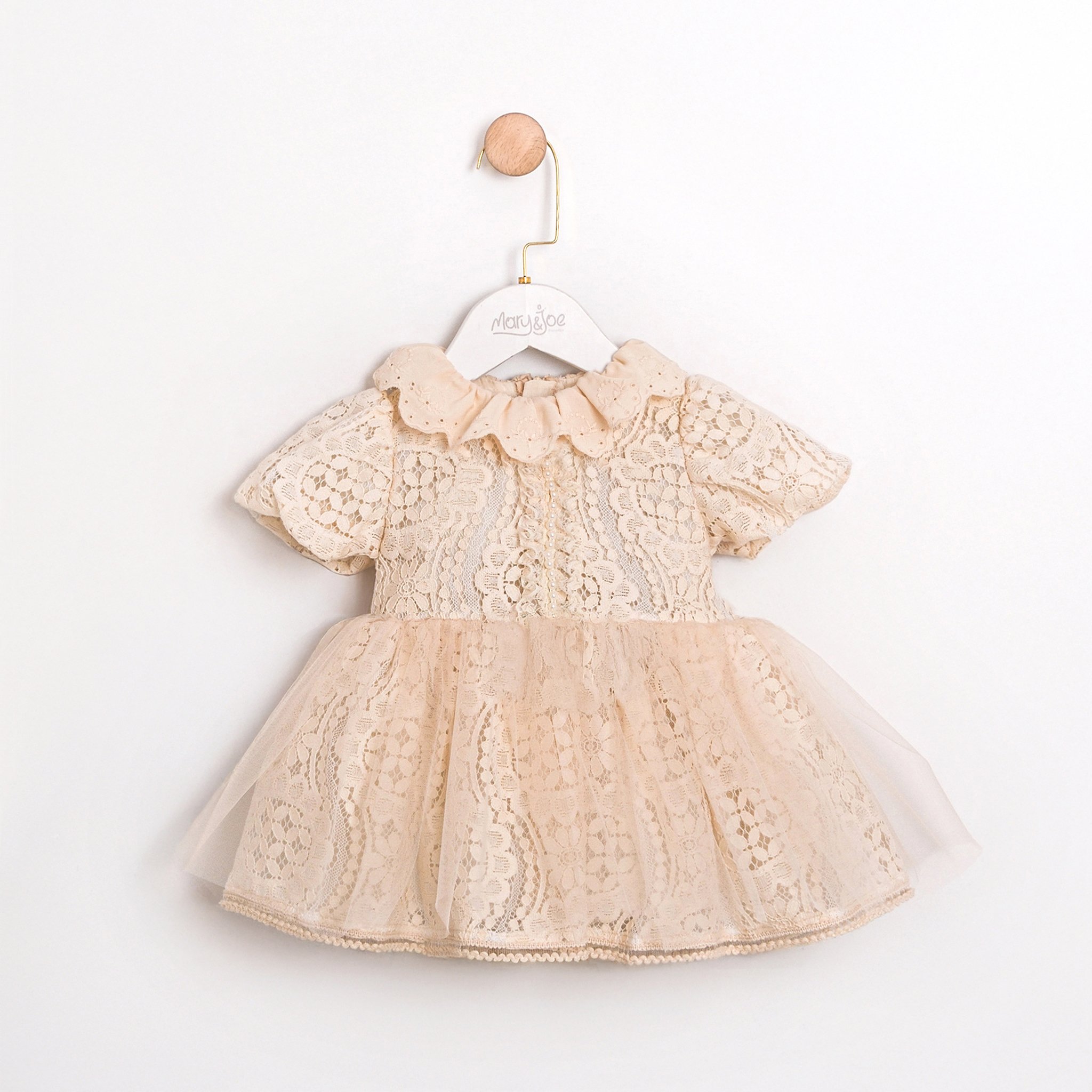 CELINE Kız Bebek Bej Vintage Dantel Model Elbise 
