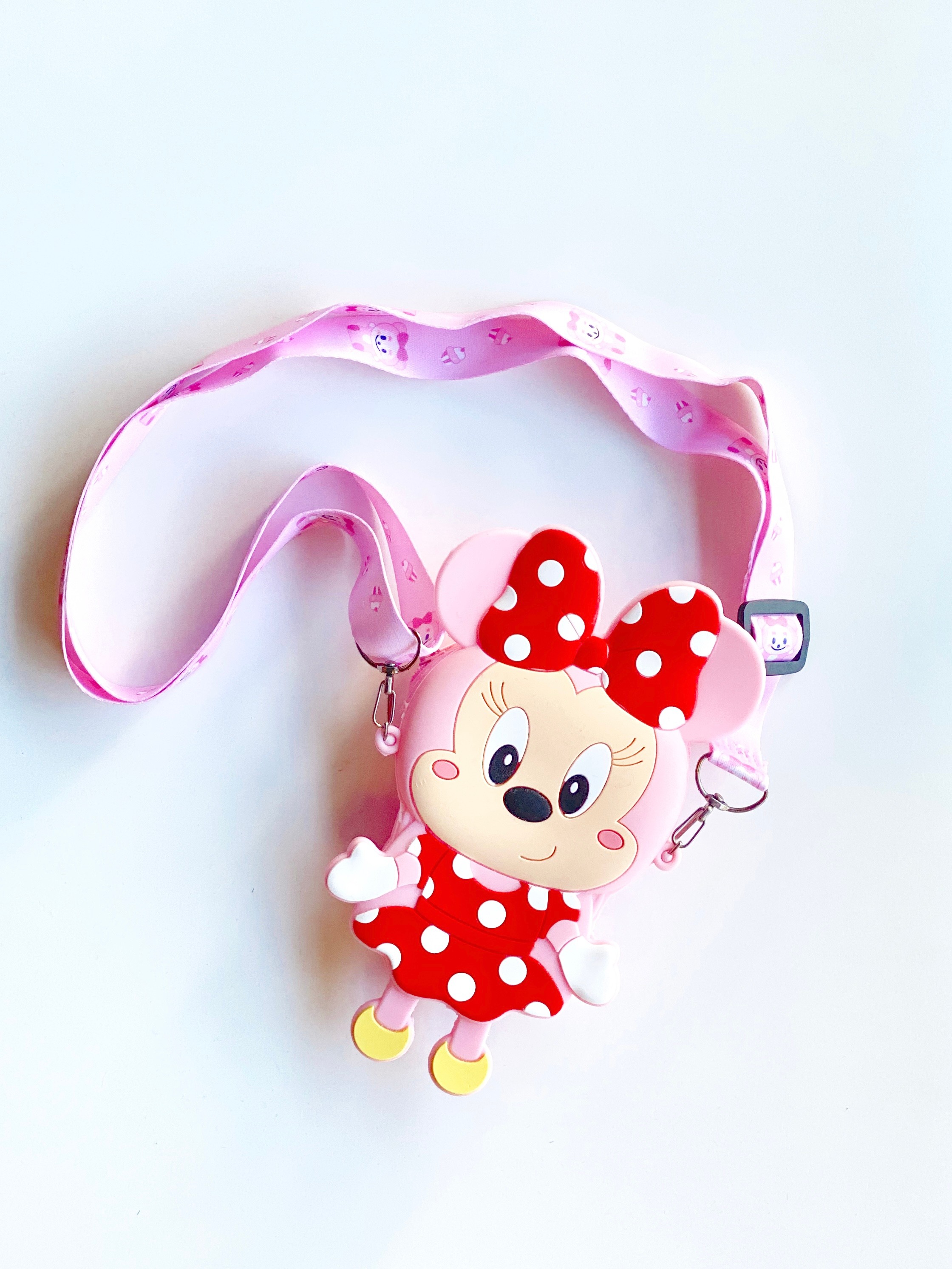 Pembe Kırmızı Elbiseli Minnie Mouse Silikon Çanta