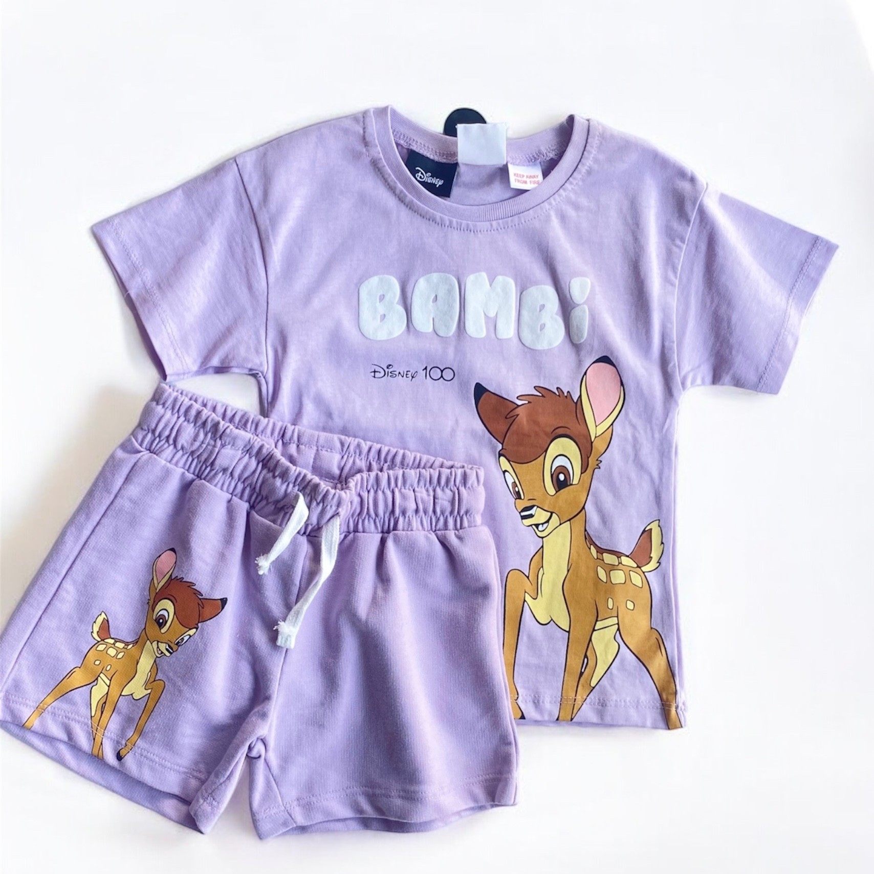 Kız Çocuk Lila Bambi Tshirt Şort Takım