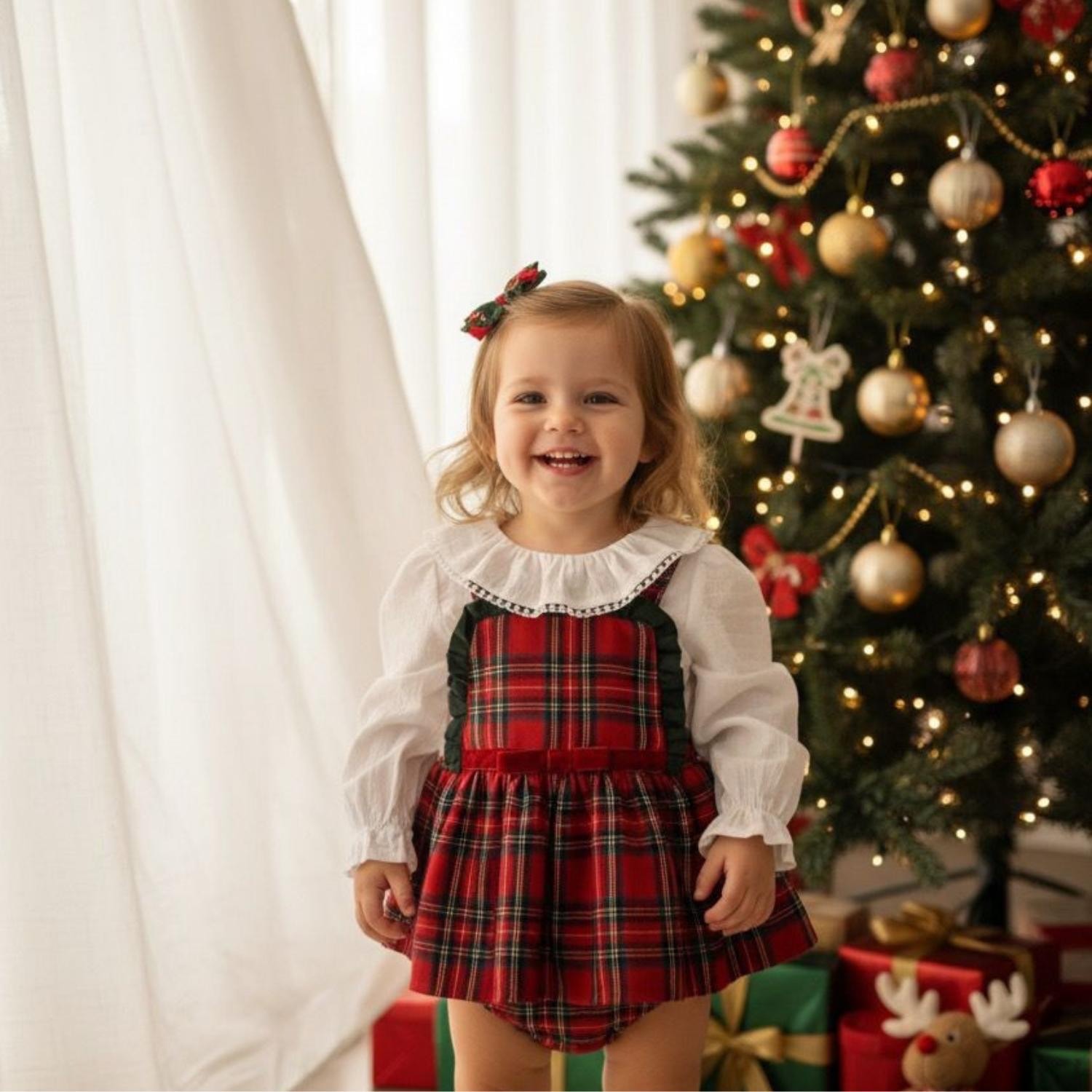 HOLLYBELLE Ekose Desen Gömlek Romper Set 