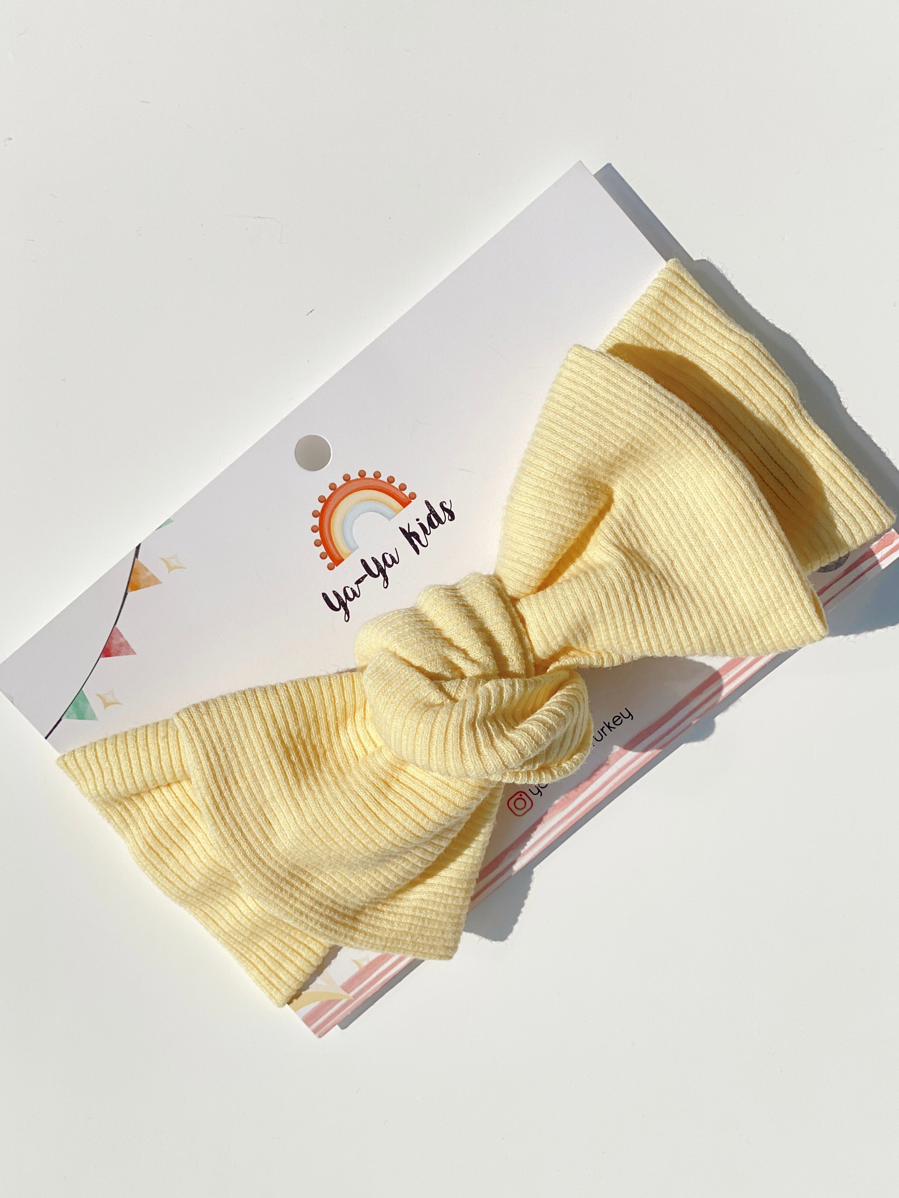 Kız Bebek 6/24 Ay Düğüm Ribana Bandana - Limon Sarı