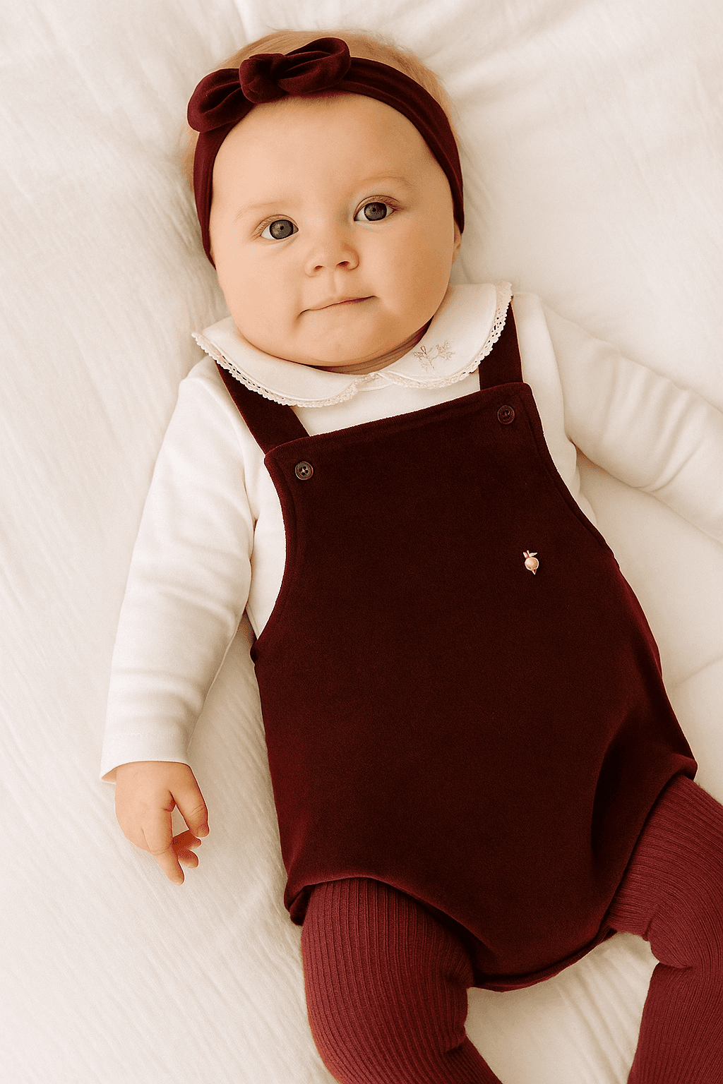 Kız Bebe Premium Kutulu Bordo Kadife 4 lü Set 