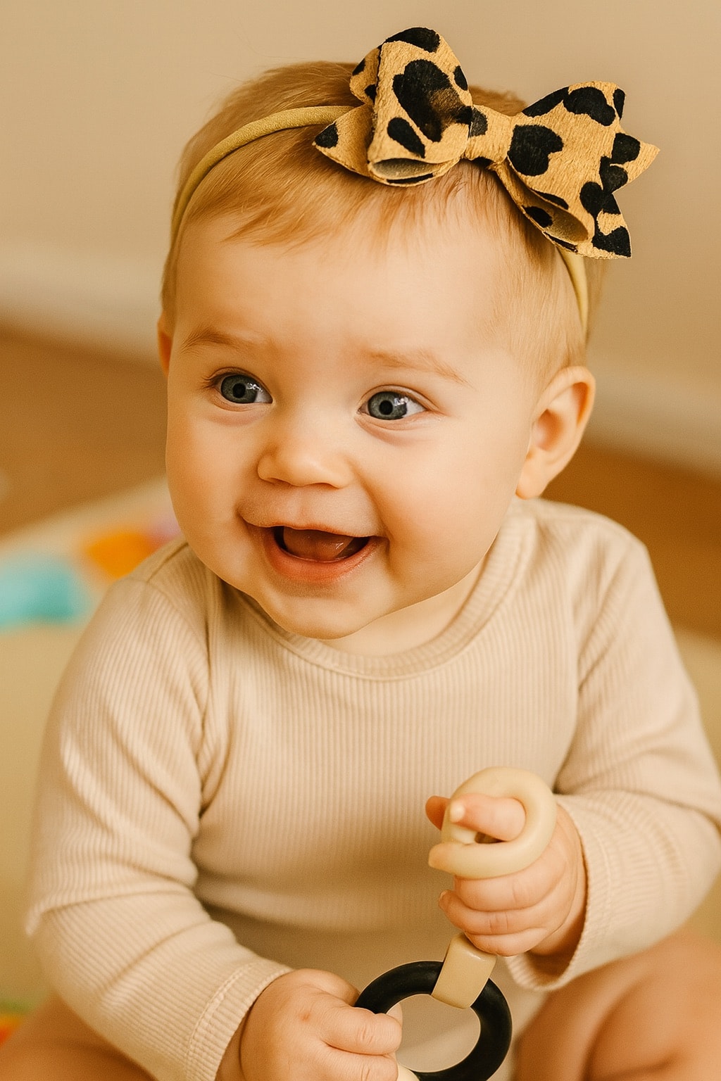 Kız Bebek Leopar Desen Bandana 