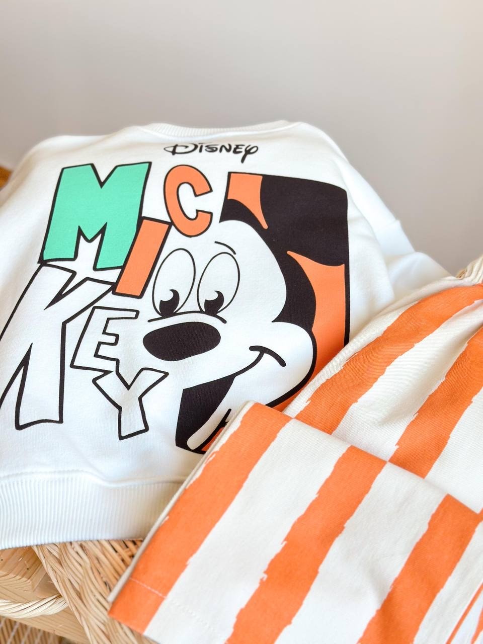 Erkek Çocuk Mickey Baskılı Çizgi Detay Alt Üst Takım 
