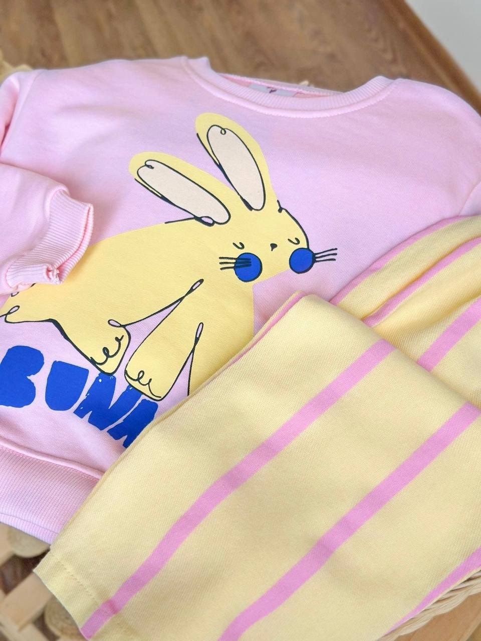 Kız Çocuk Bunny Çizgi Detay Alt Üst Takım 