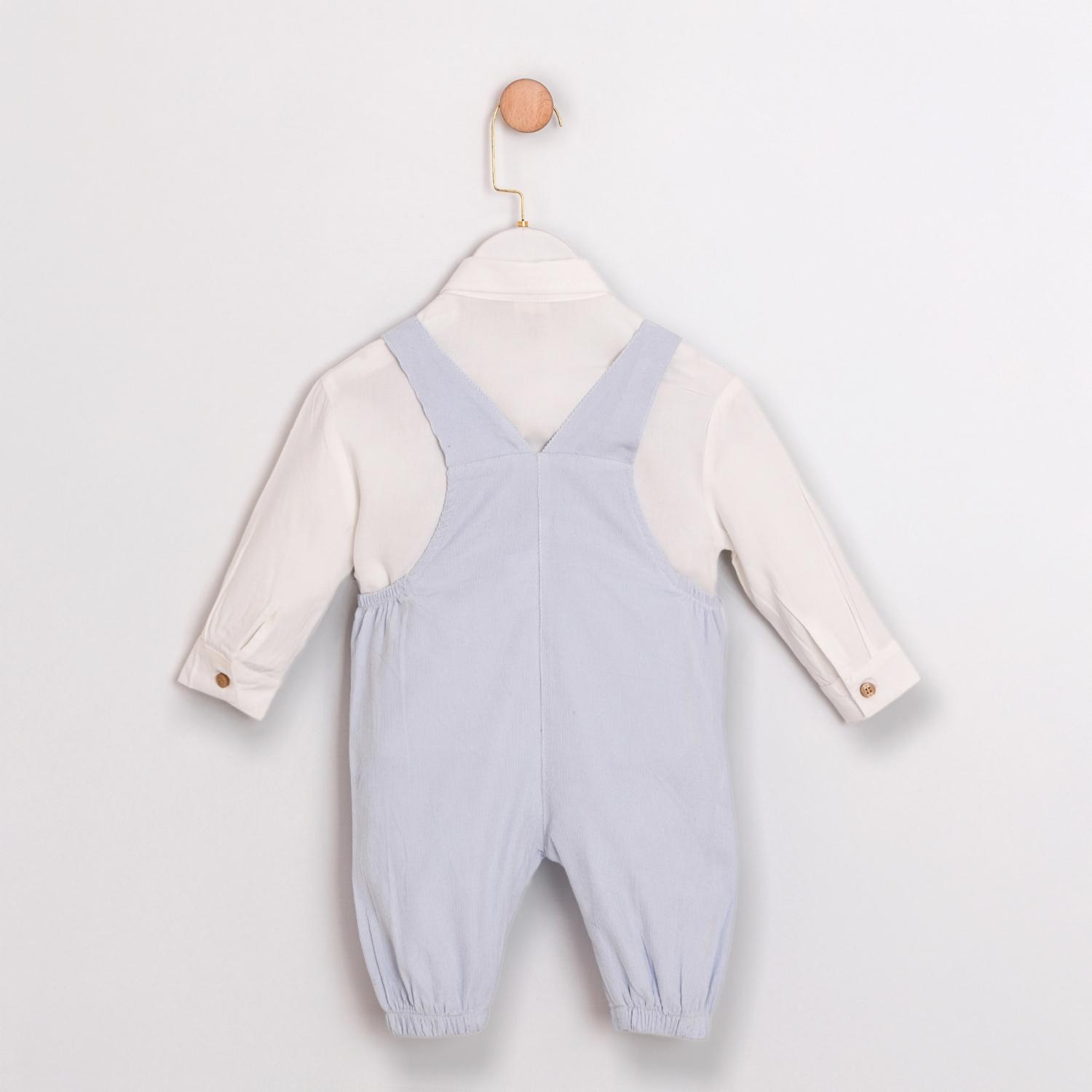 PETIT CHIC Erkek Bebek Kadife Kumaş 3’lü Salopet Takım 