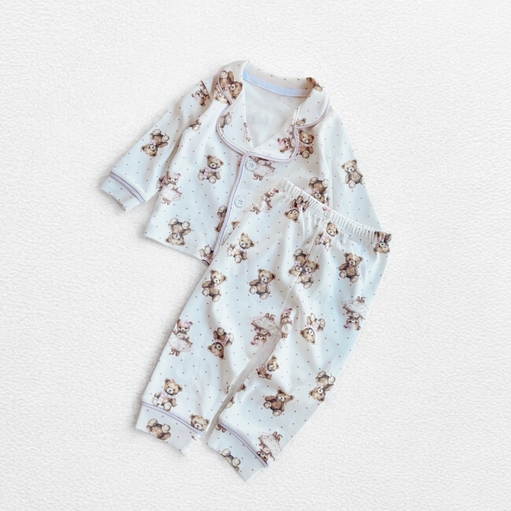 Kız Bebek Ayıcık Desenli Pijama Takımı 