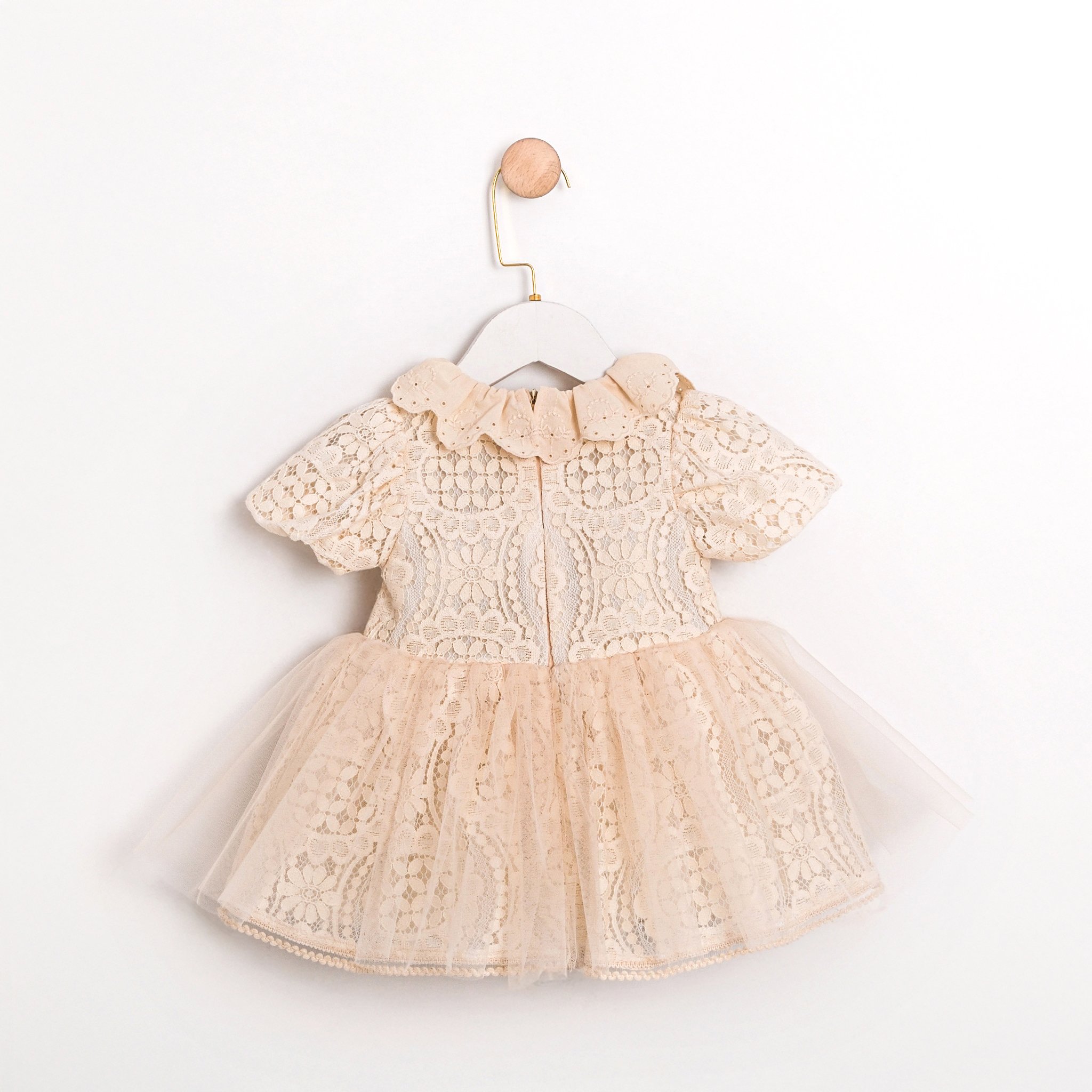CELINE Kız Bebek Bej Vintage Dantel Model Elbise 