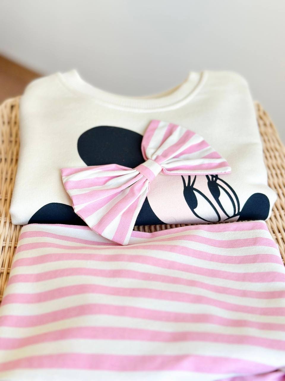 Kız Çocuk Minnie Mouse Baskılı Çizgi Detay 