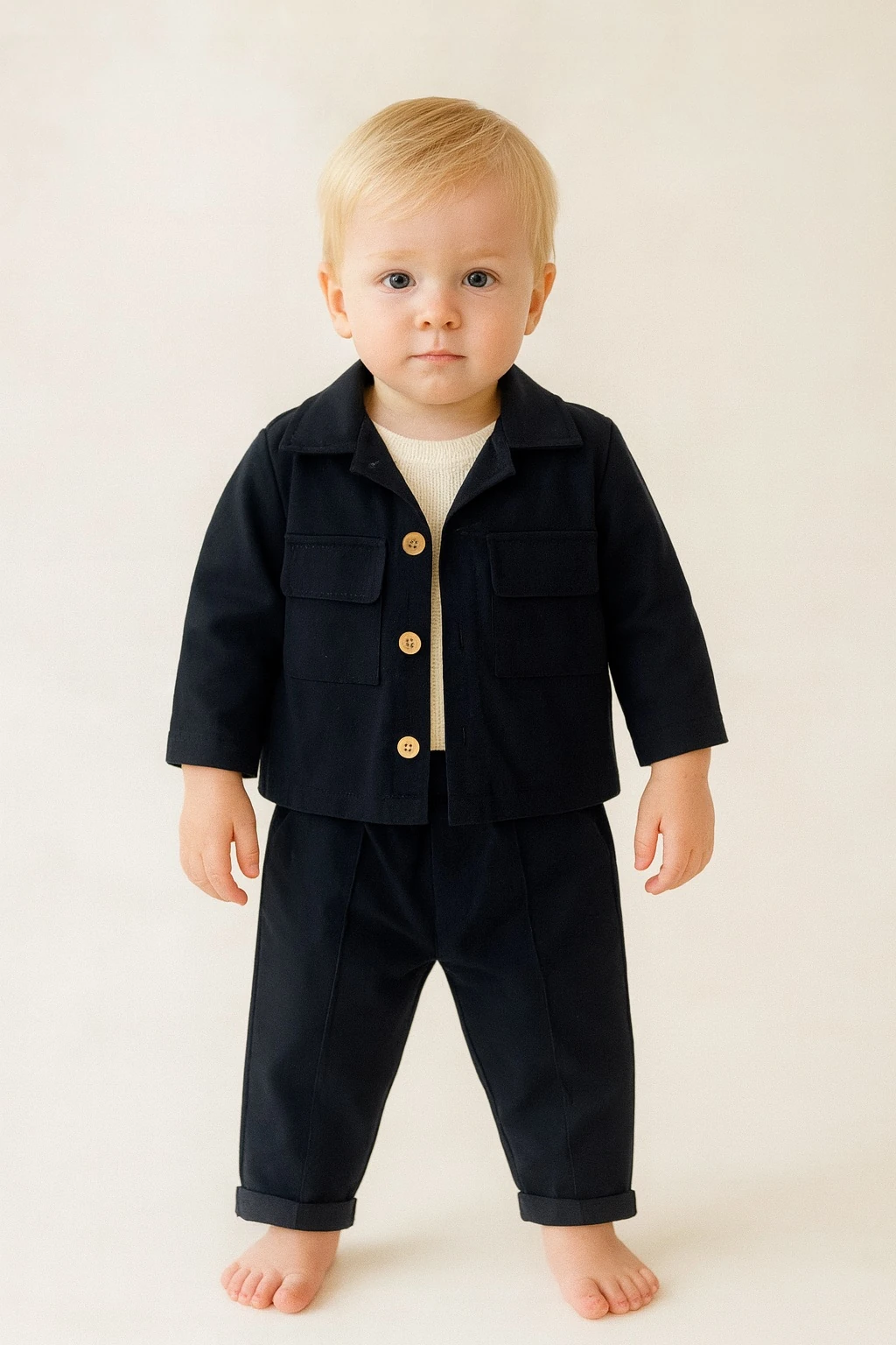 JASPER Erkek Çocuk Ceket Bluz Pantolon 3’lü Takım - siyah