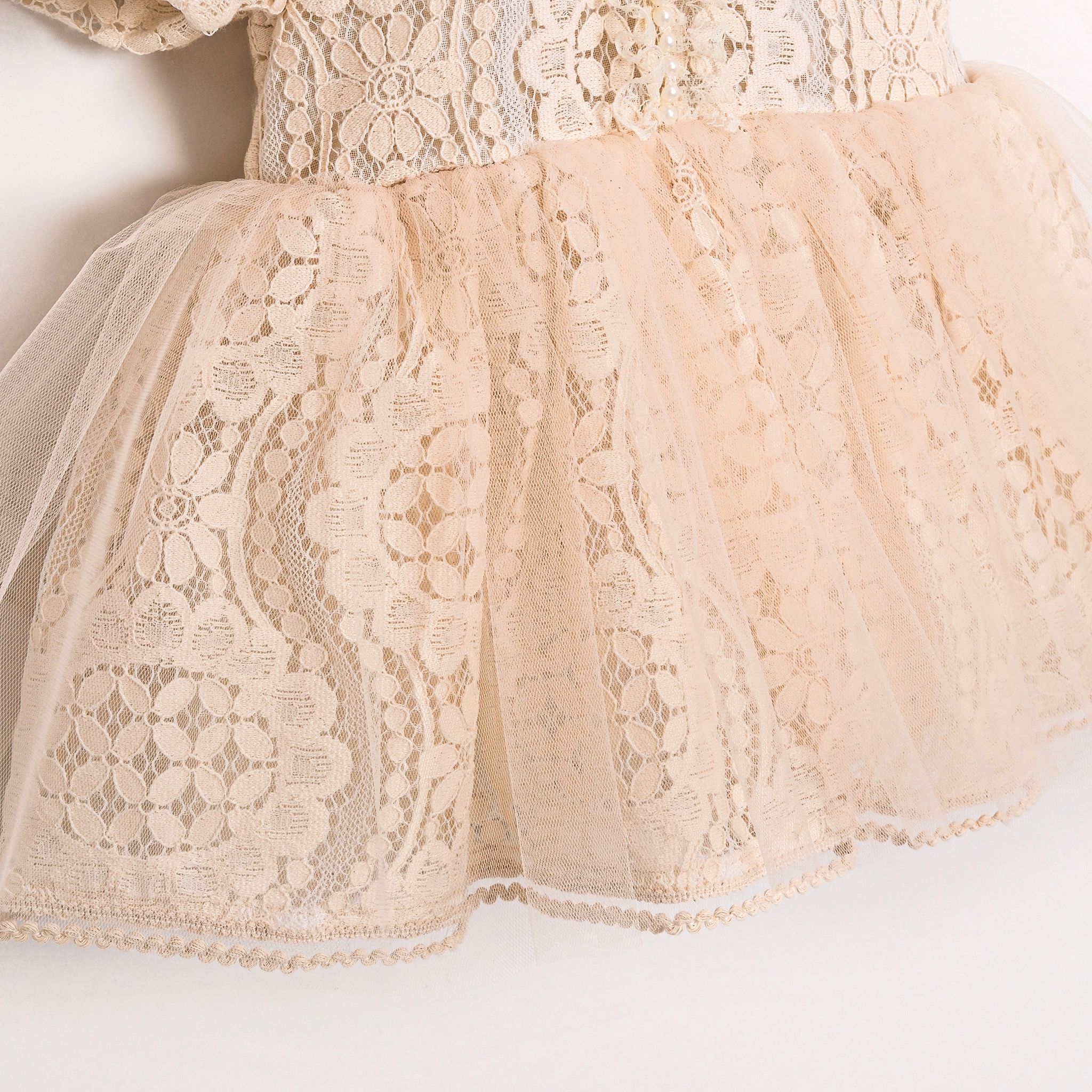 CELINE Kız Bebek Bej Vintage Dantel Model Elbise 
