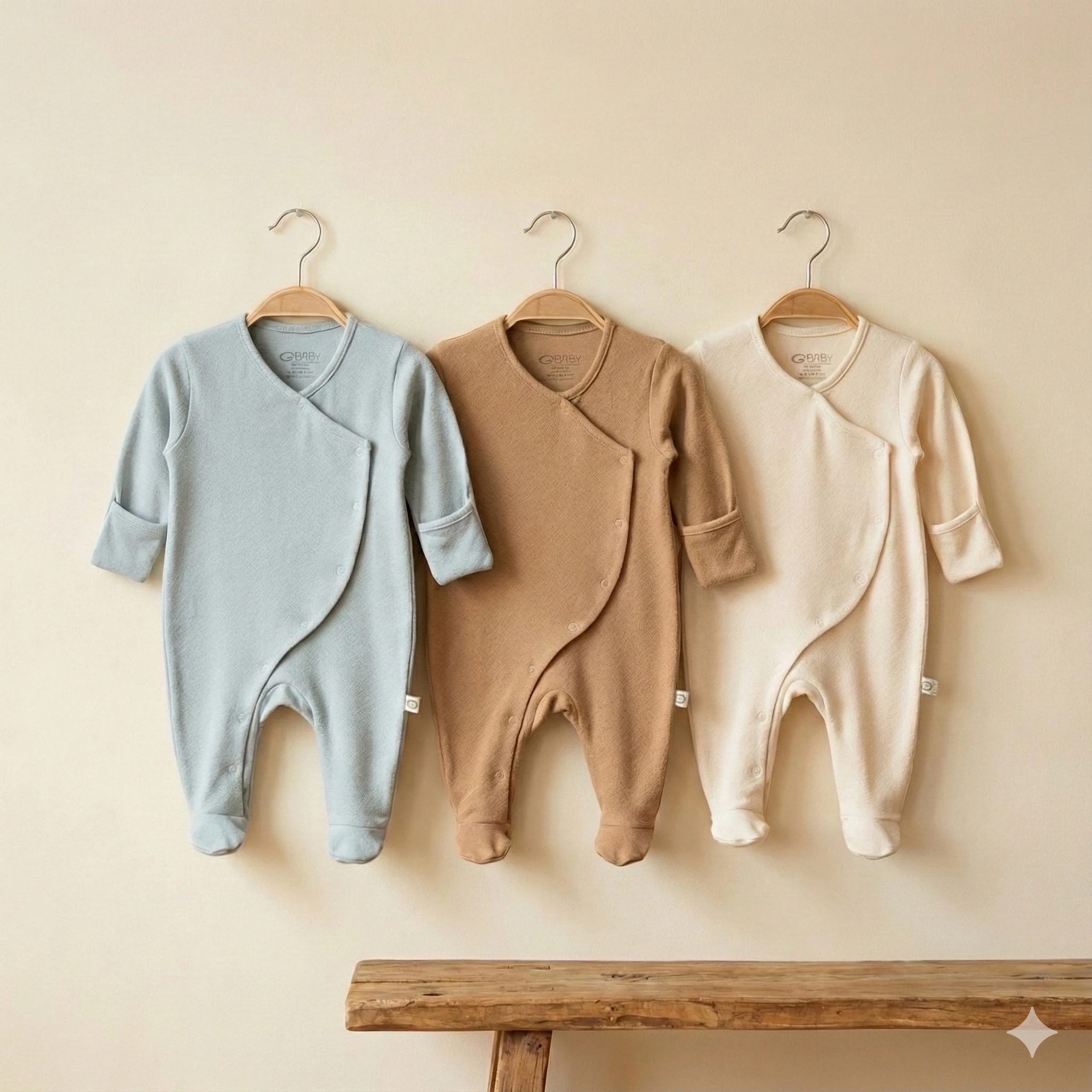 Unısex Kruvaze Jakarlı Soft 3 lü Tulum Set (0-3/3-6 Ay)