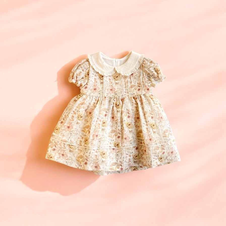 ROWENA Kız Bebek Çiçek Desenli Bebe Yaka Elbise 