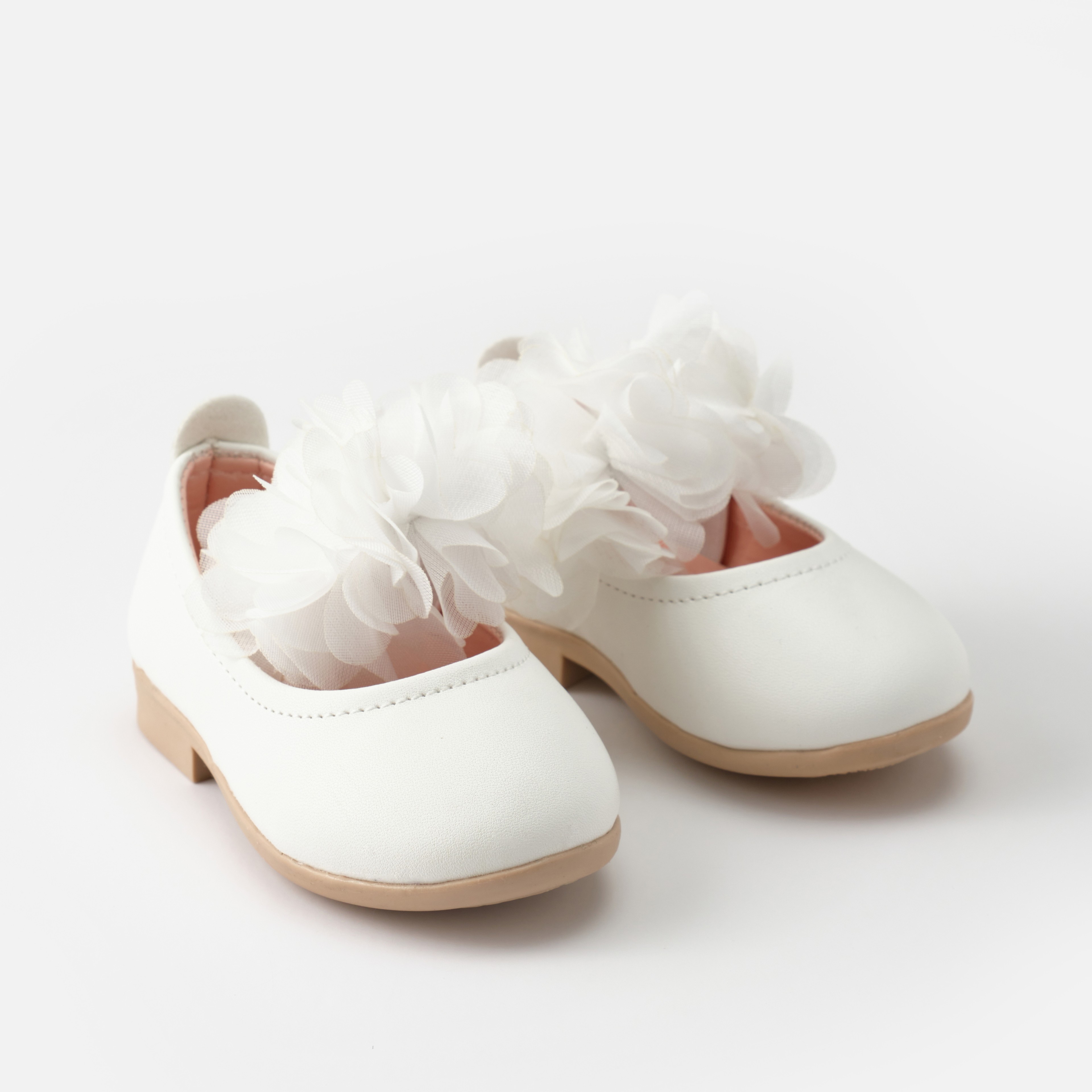 Bebek Ortopedik Taban Fiyonk Detay Özel Gün Babet - Beyaz Çiçek