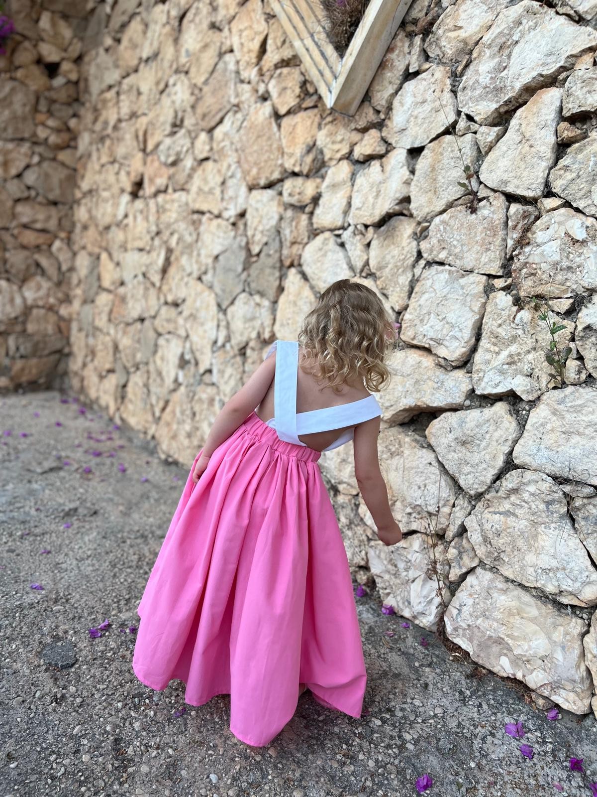 DARLA Sırt Dekolteli Poplin Uzun Elbise - Pembe