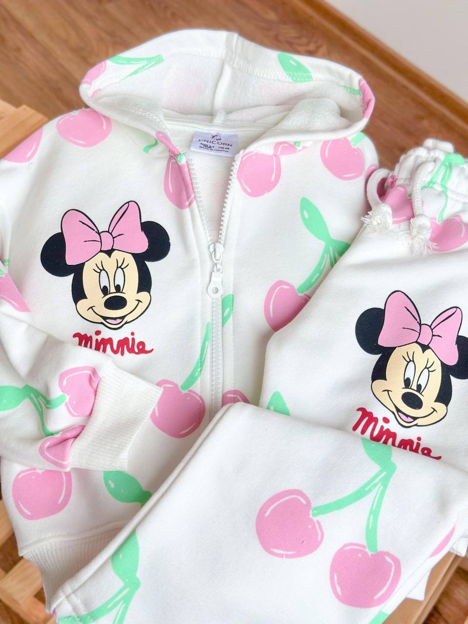 Kız Çocuk Mini Mouse Ceketli Alt Üst Takım 