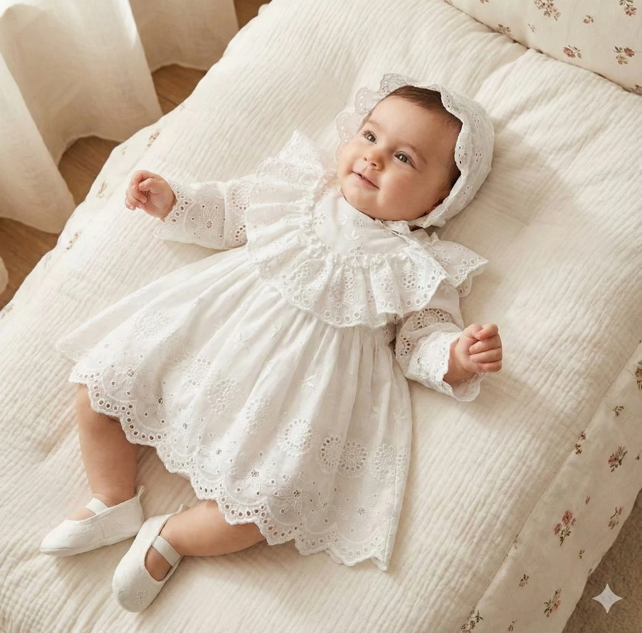 KAREN Beyaz Fistolu Pamuklu Mevlid ve Özel Gün Elbisesi