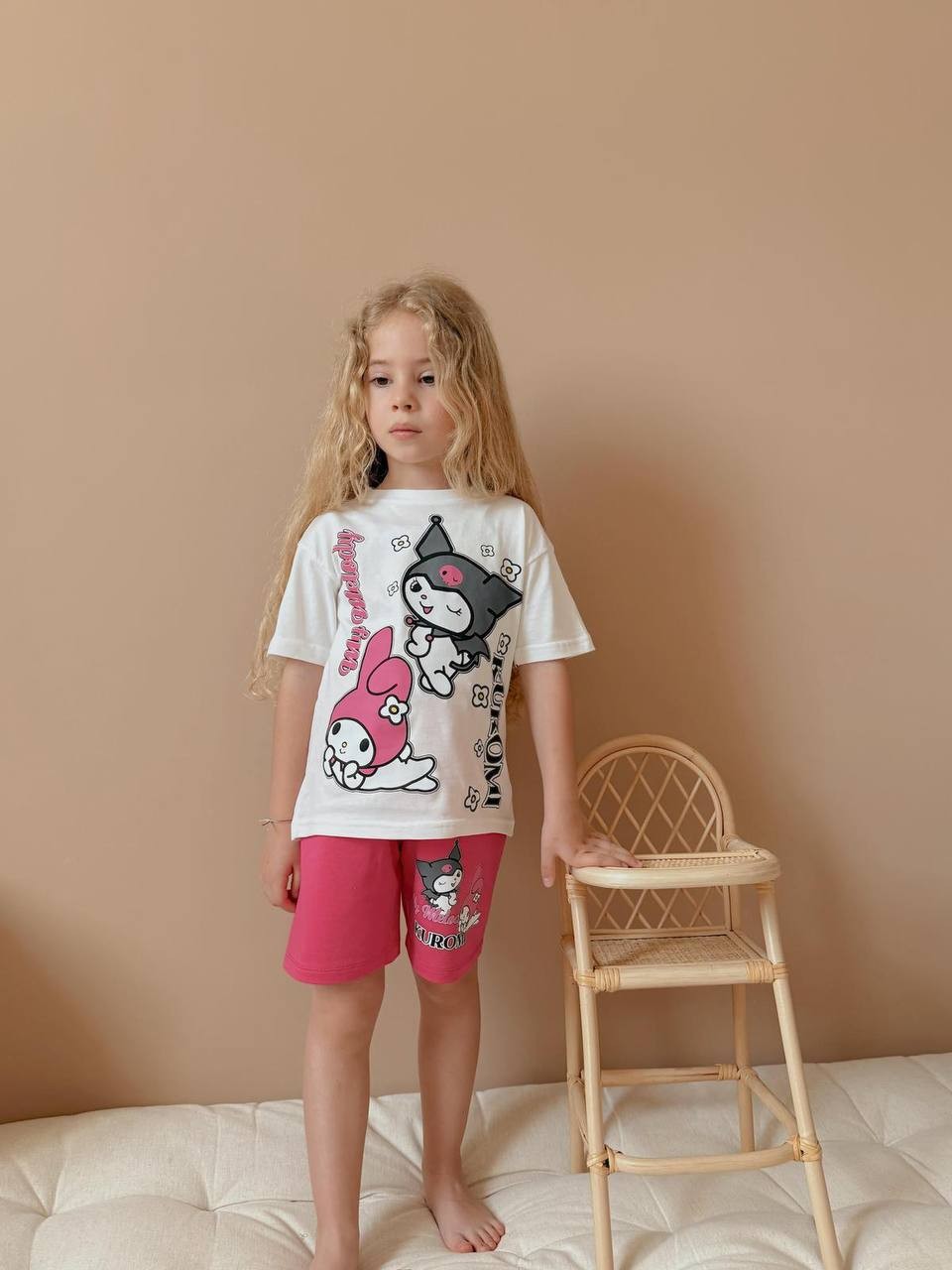 Fuşya Kuromi Model Basic Tshirt Şort Takım