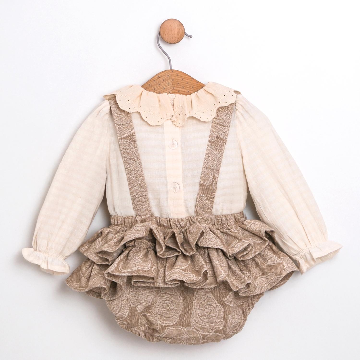 LITTLE ROSE Kız Bebek Gömlek Salopet Takım